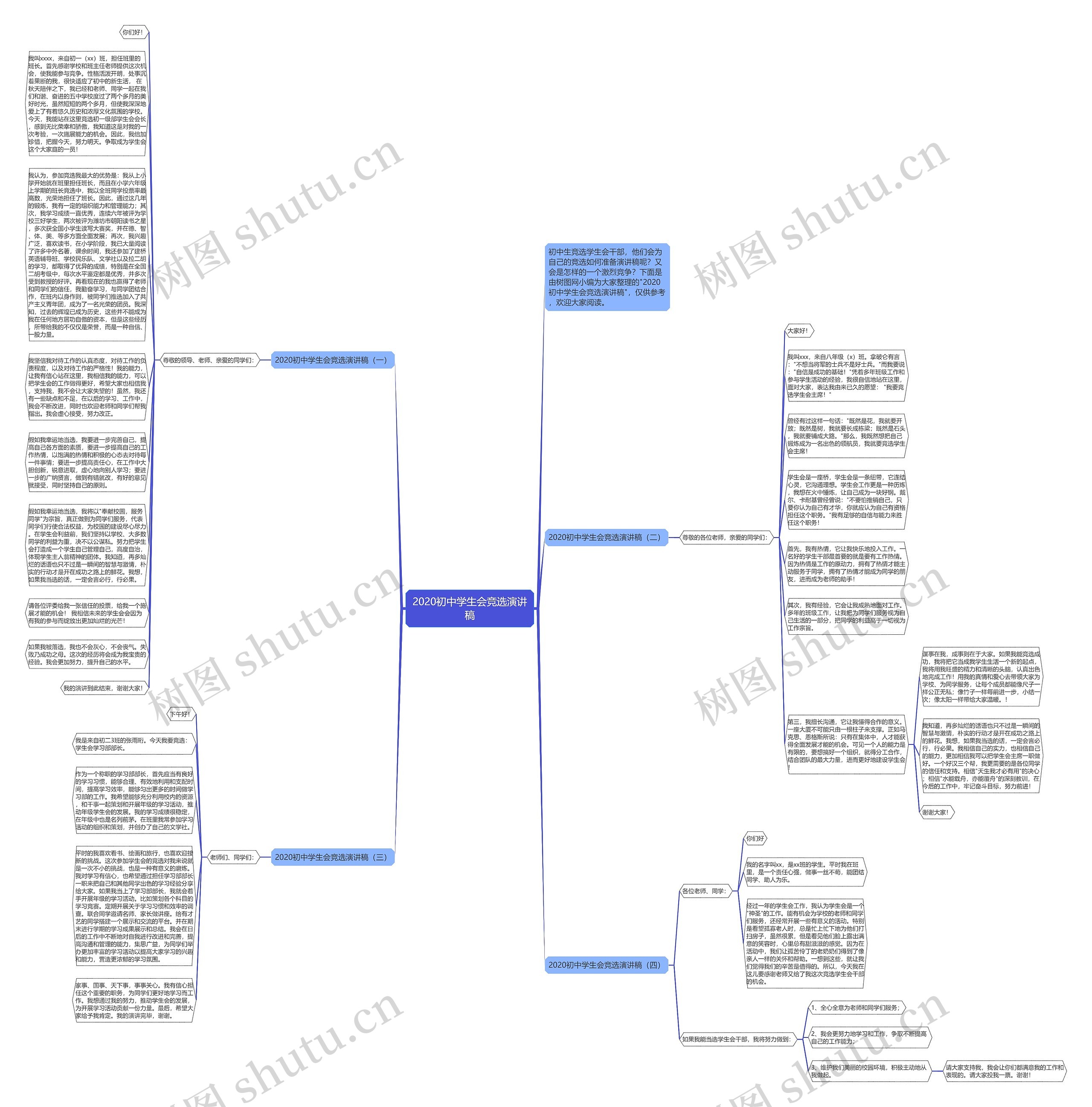 2020初中学生会竞选演讲稿思维导图