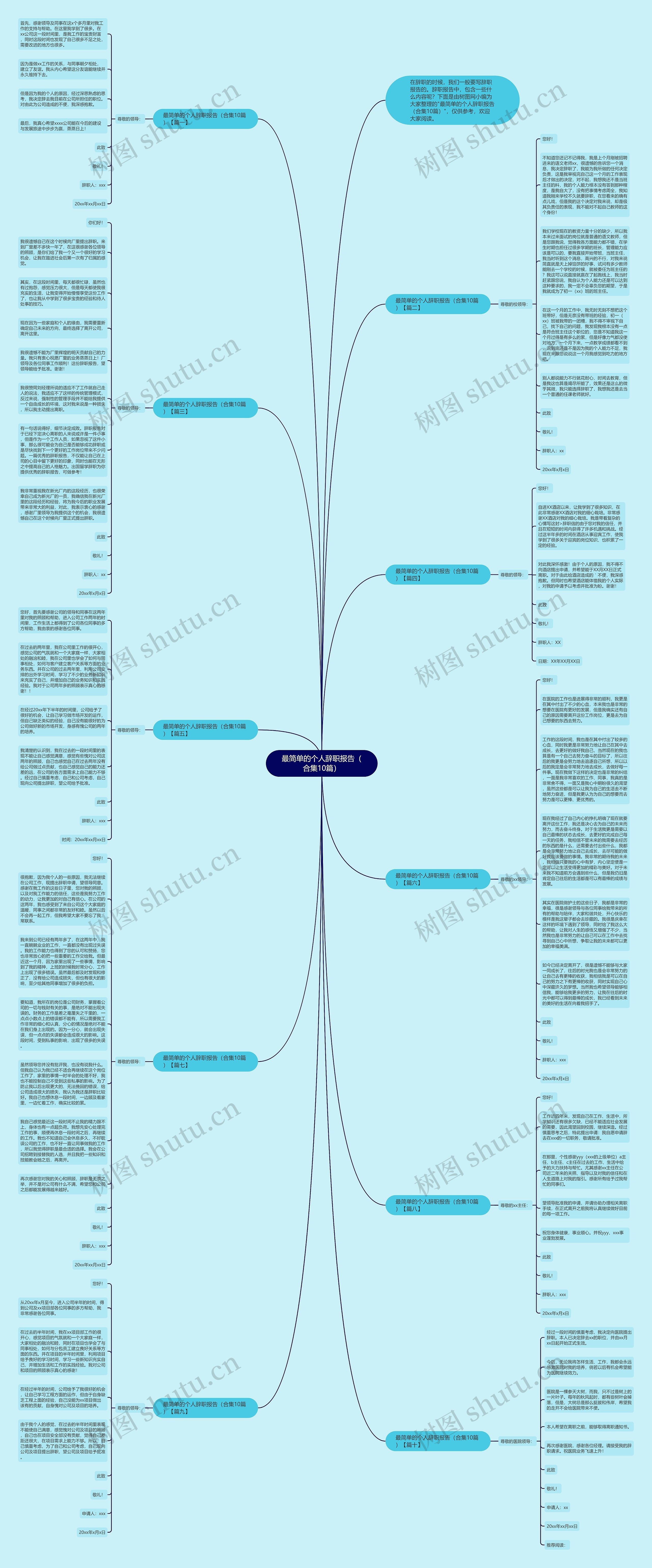 最简单的个人辞职报告（合集10篇）思维导图