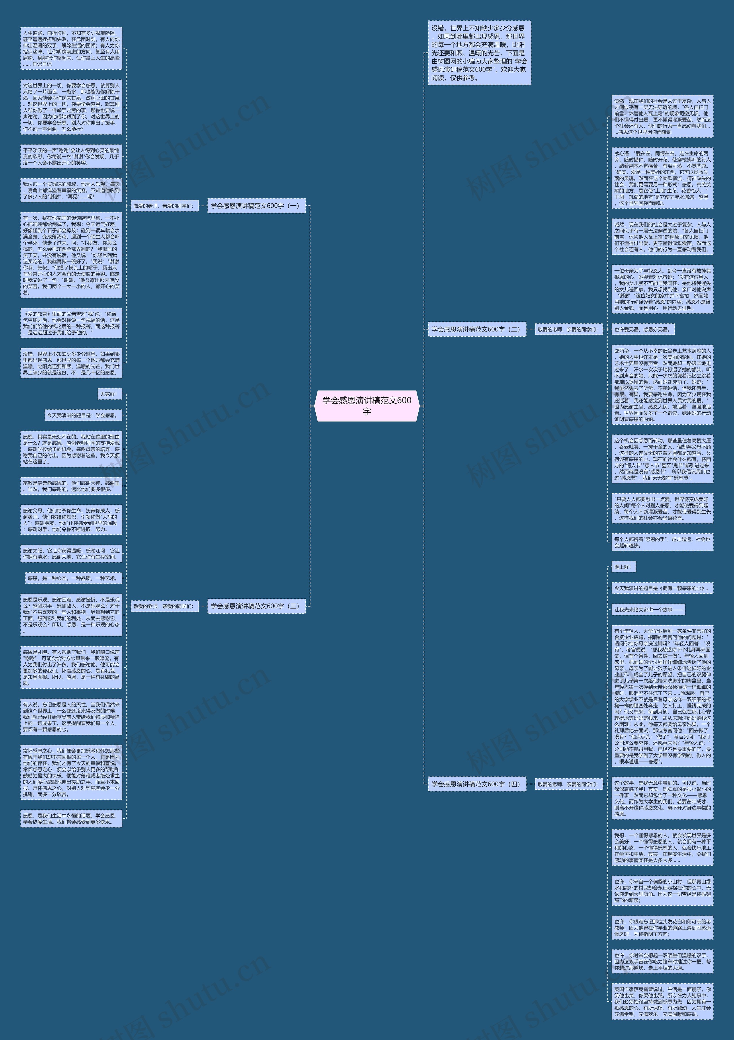 学会感恩演讲稿范文600字思维导图