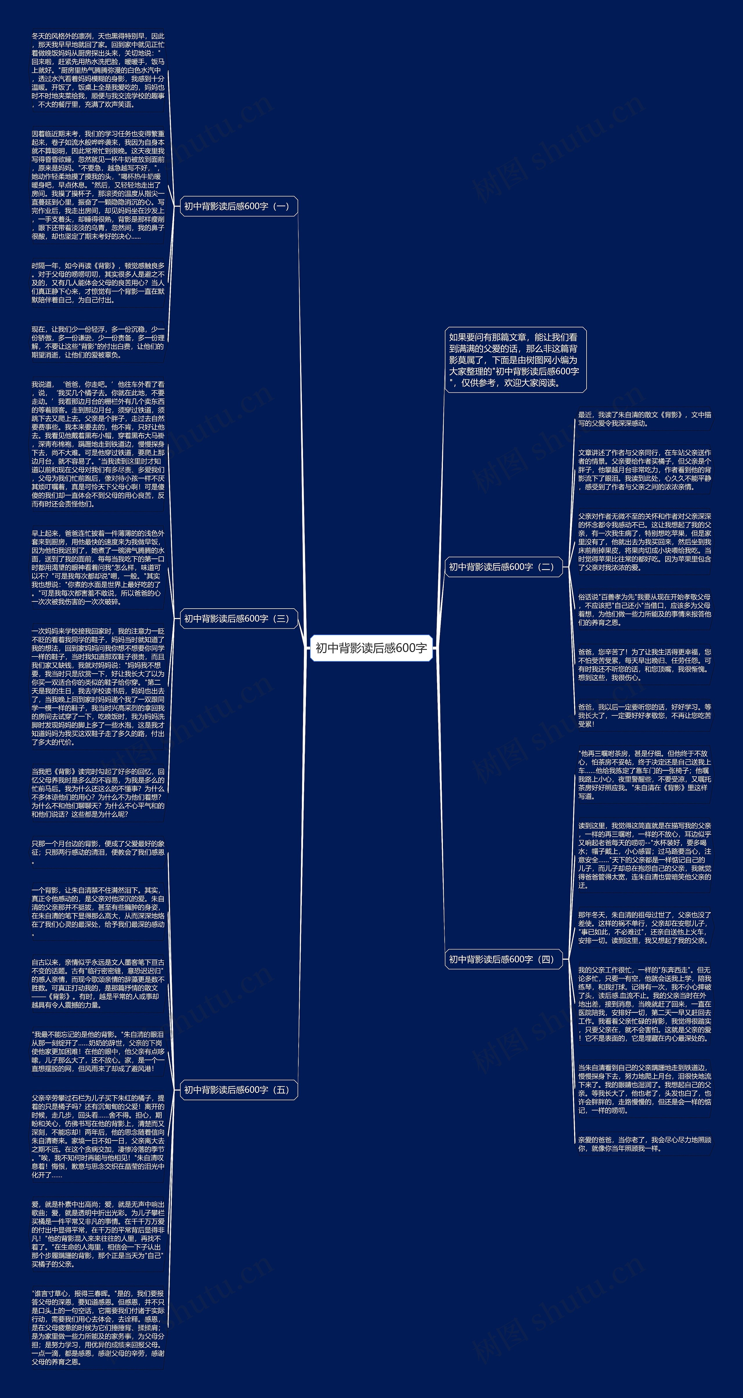 初中背影读后感600字思维导图