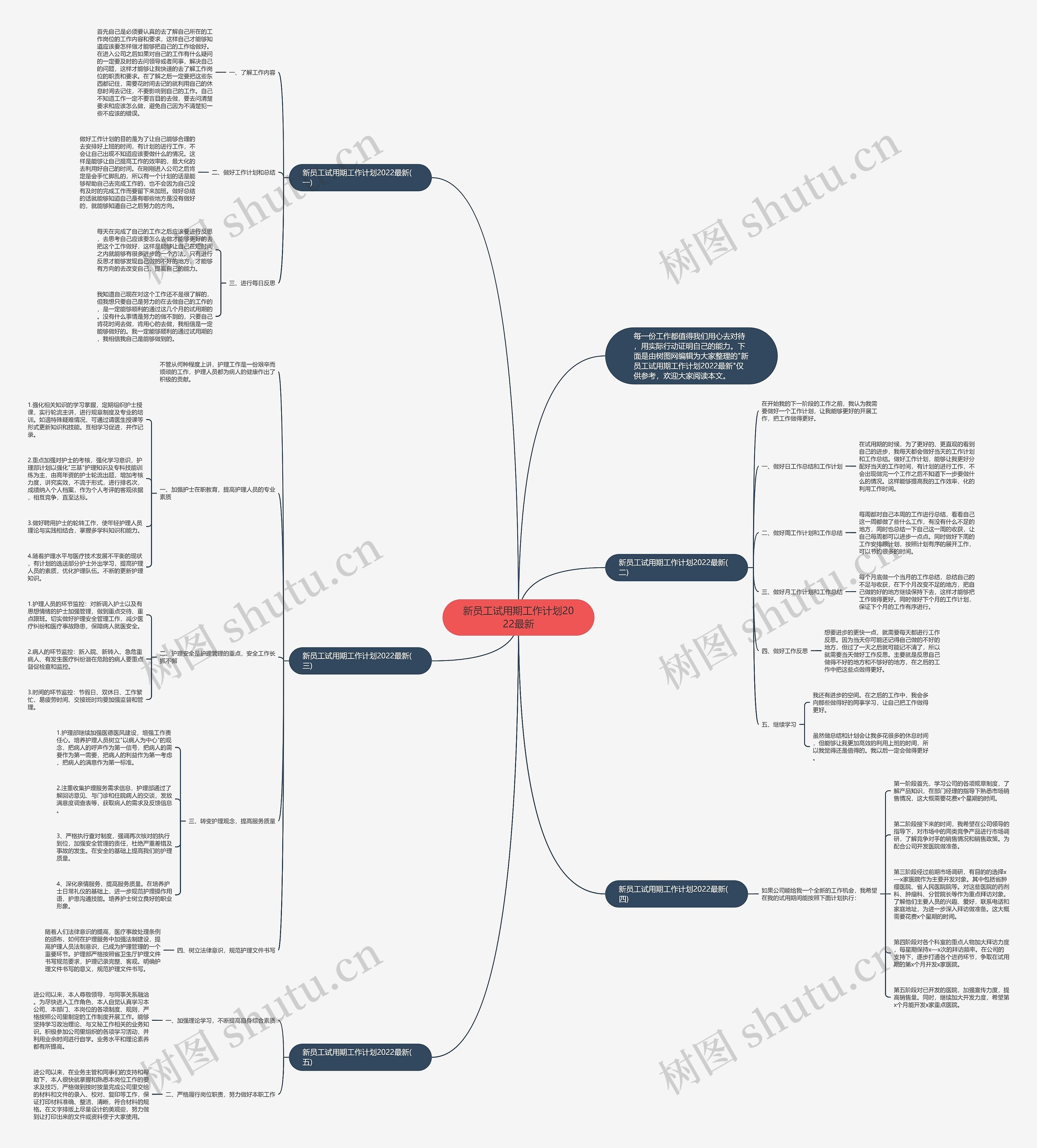 新员工试用期工作计划2022最新思维导图