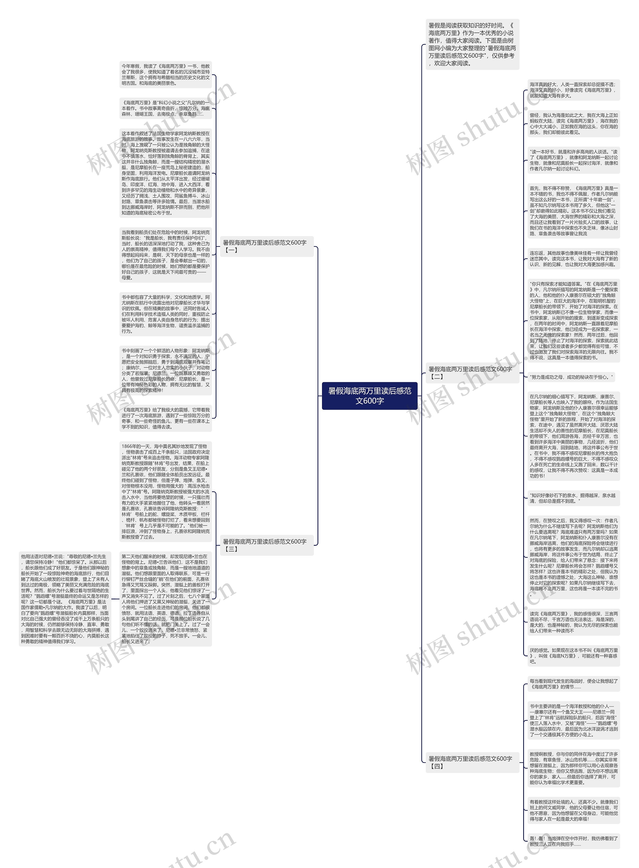 暑假海底两万里读后感范文600字思维导图