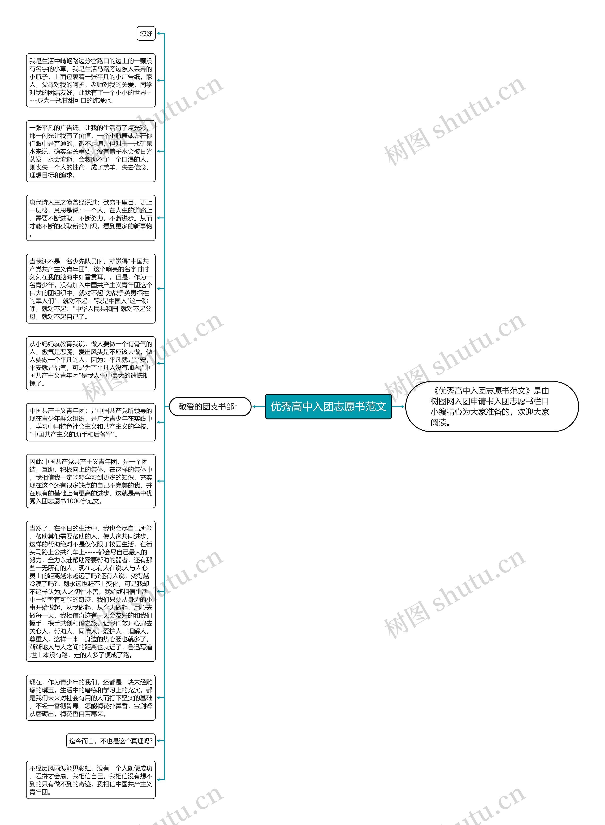 优秀高中入团志愿书范文思维导图