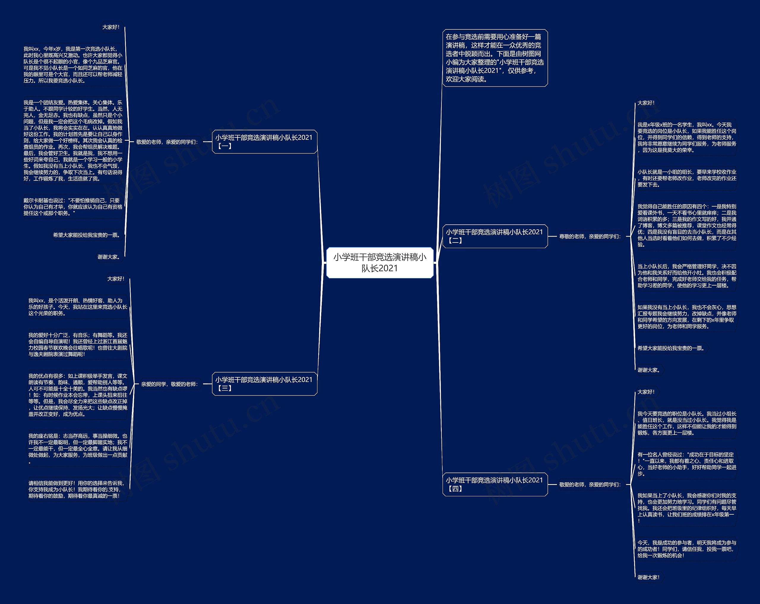 小学班干部竞选演讲稿小队长2021思维导图