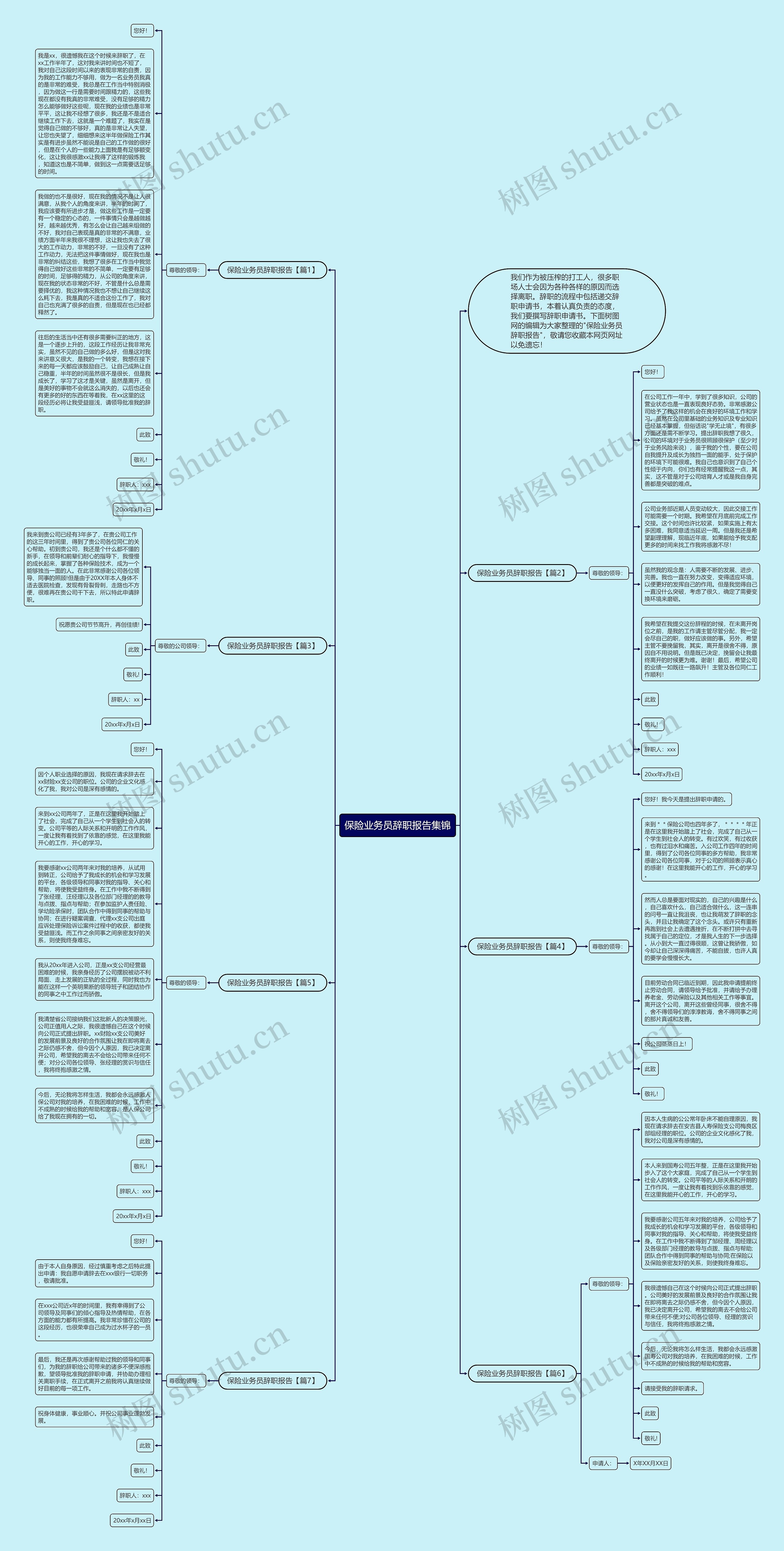 保险业务员辞职报告集锦思维导图