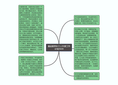 酒店厨师长个人年度工作计划2020