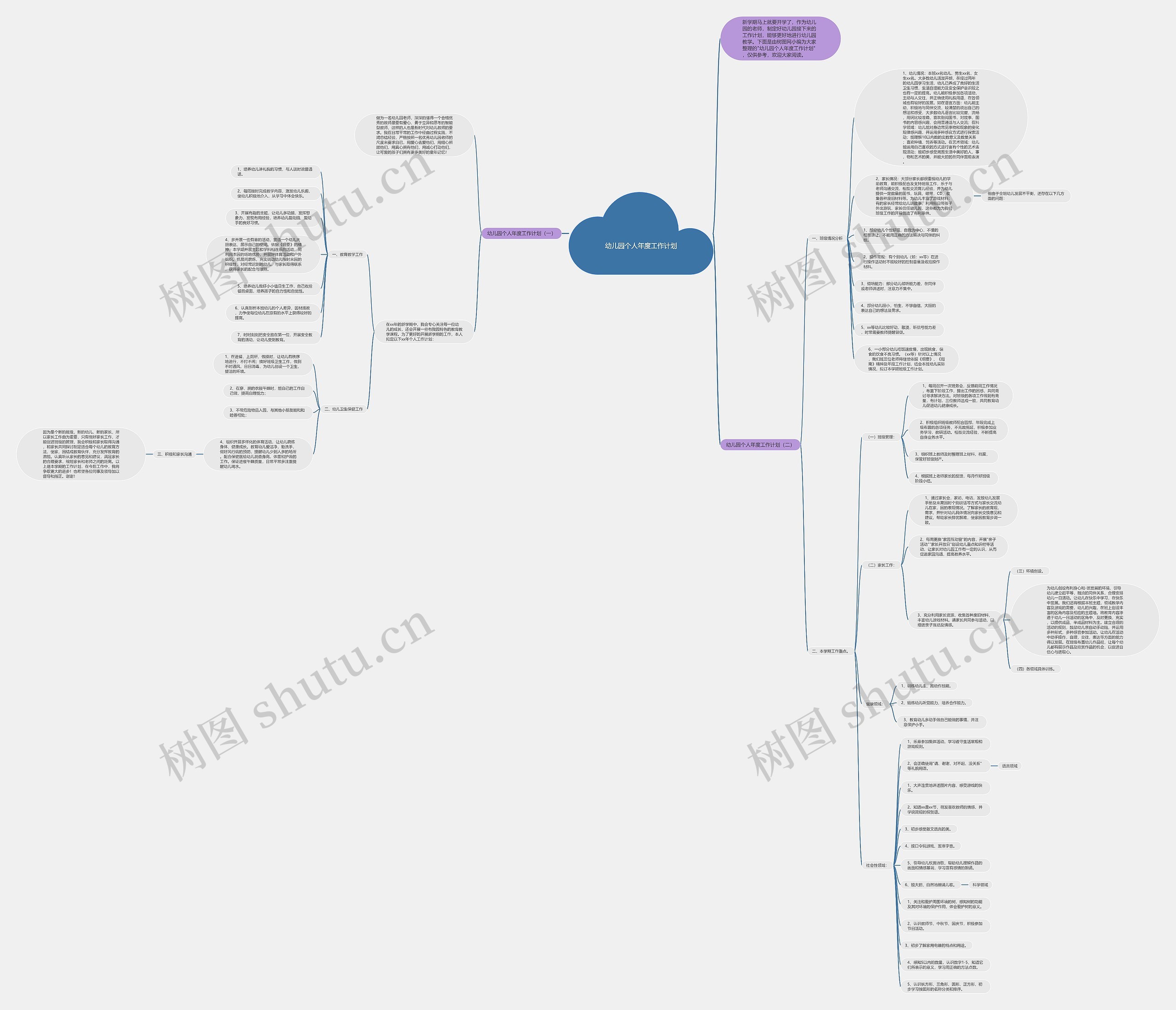 幼儿园个人年度工作计划思维导图