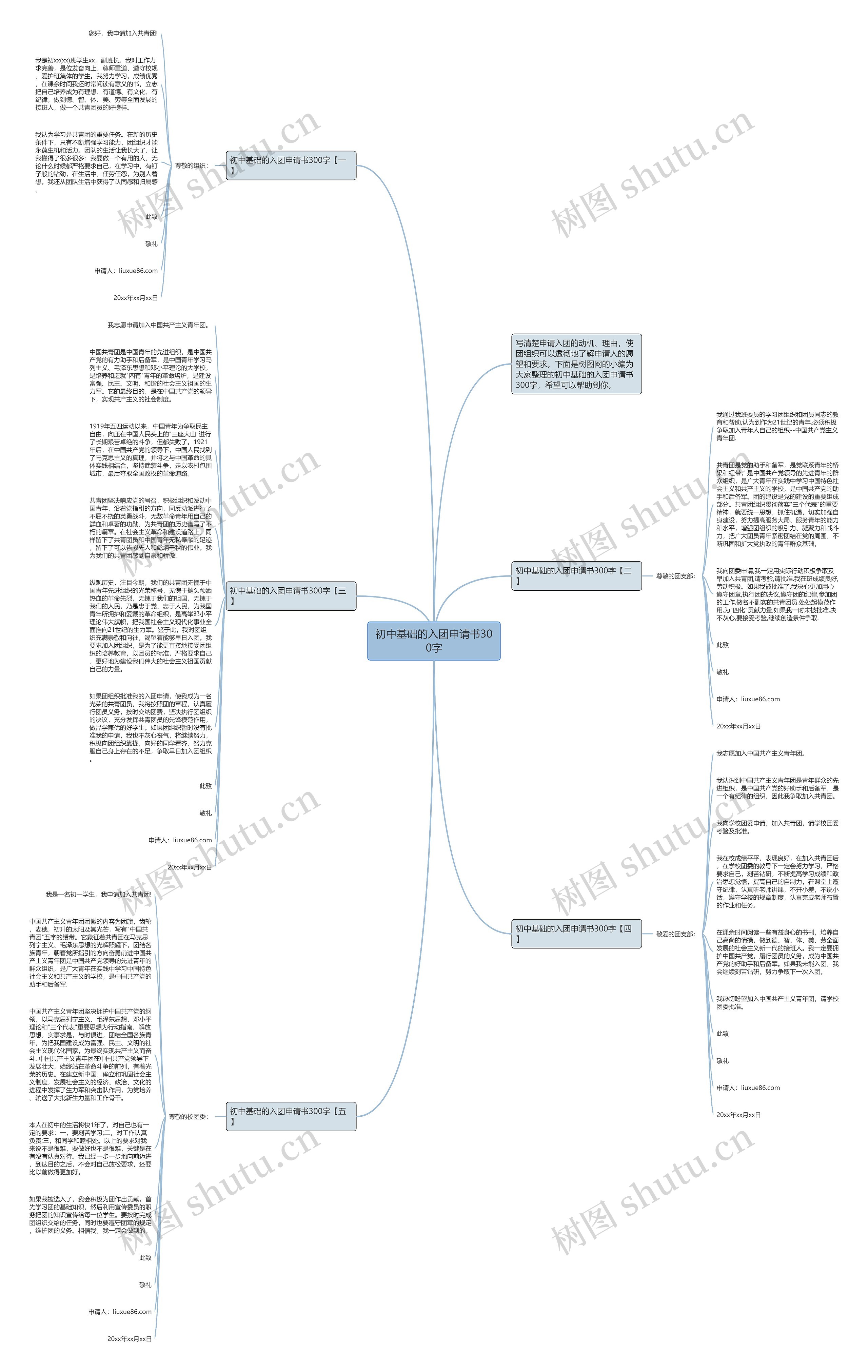 初中基础的入团申请书300字思维导图