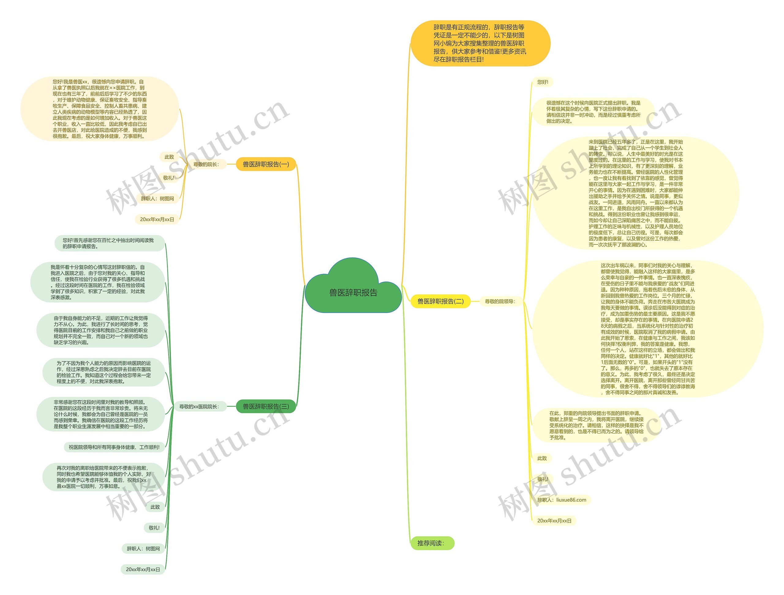 兽医辞职报告思维导图