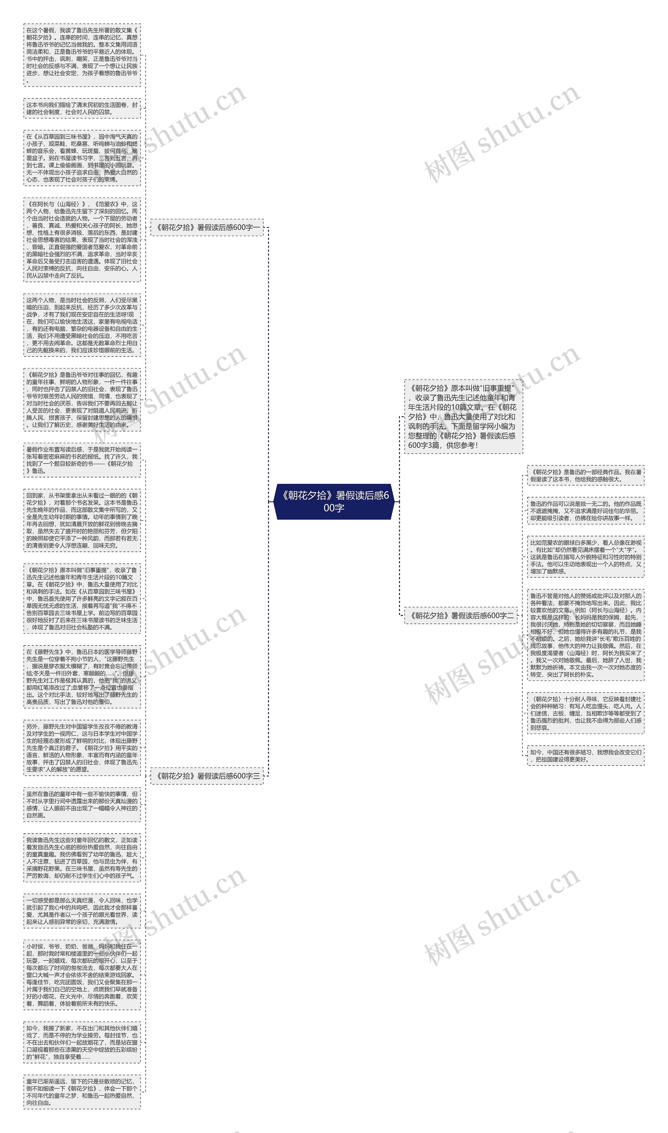 《朝花夕拾》暑假读后感600字思维导图