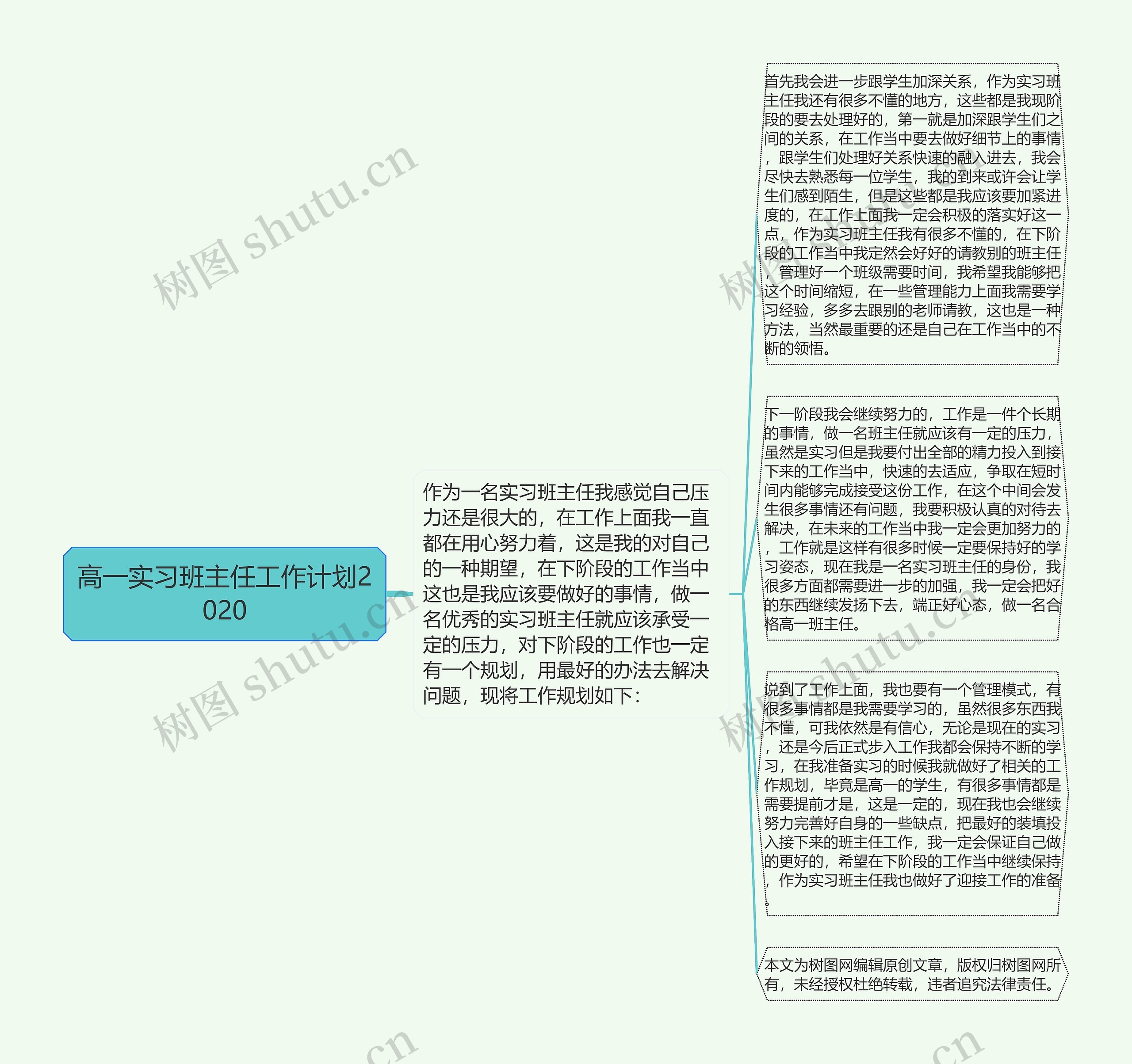 高一实习班主任工作计划2020思维导图