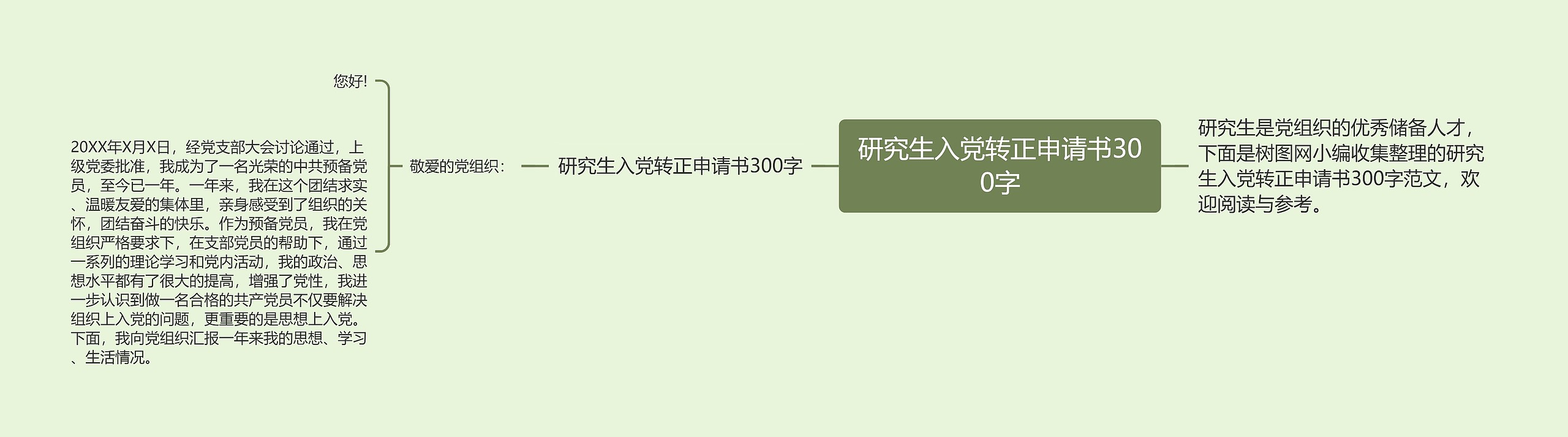 研究生入党转正申请书300字思维导图