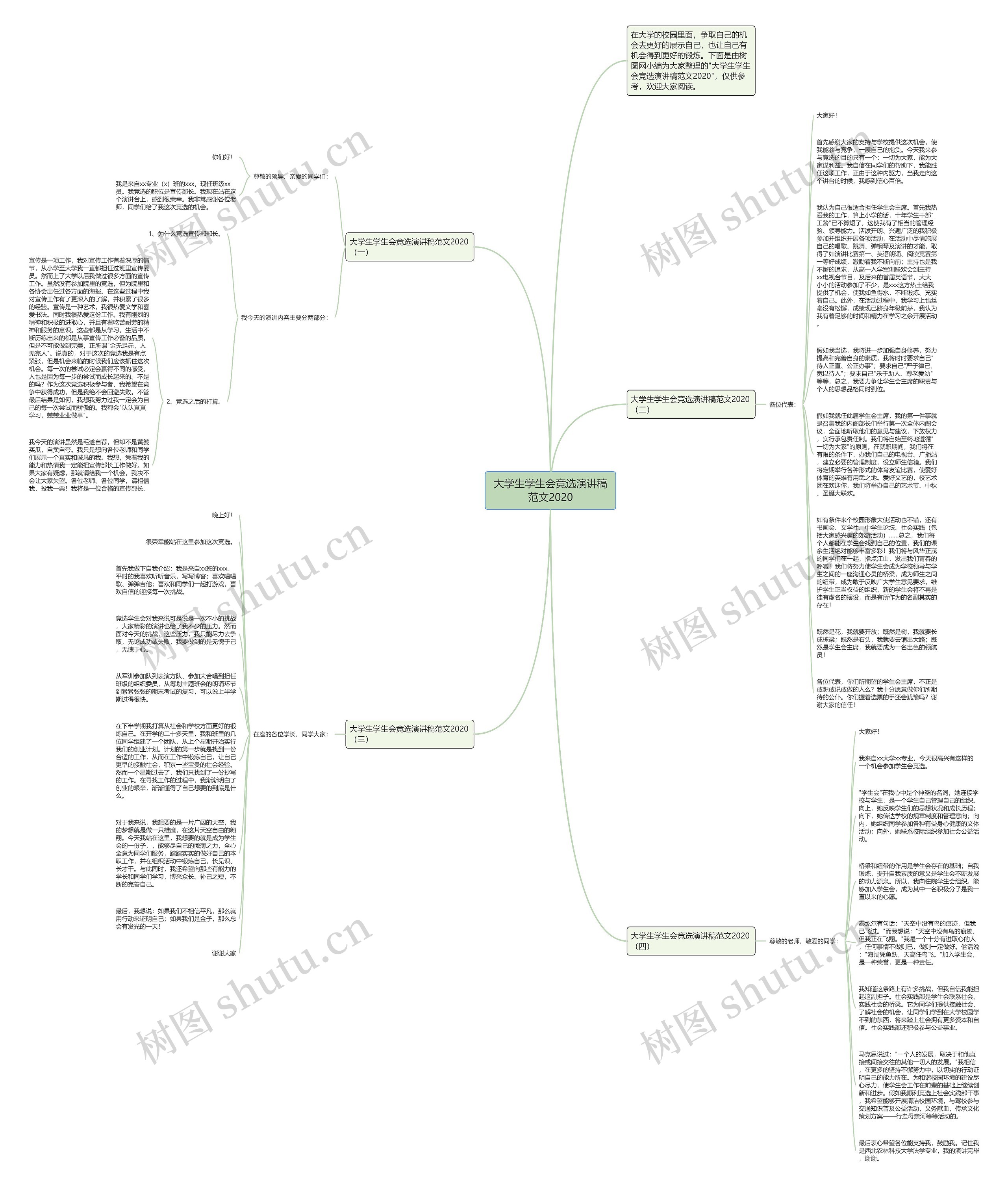 大学生学生会竞选演讲稿范文2020思维导图