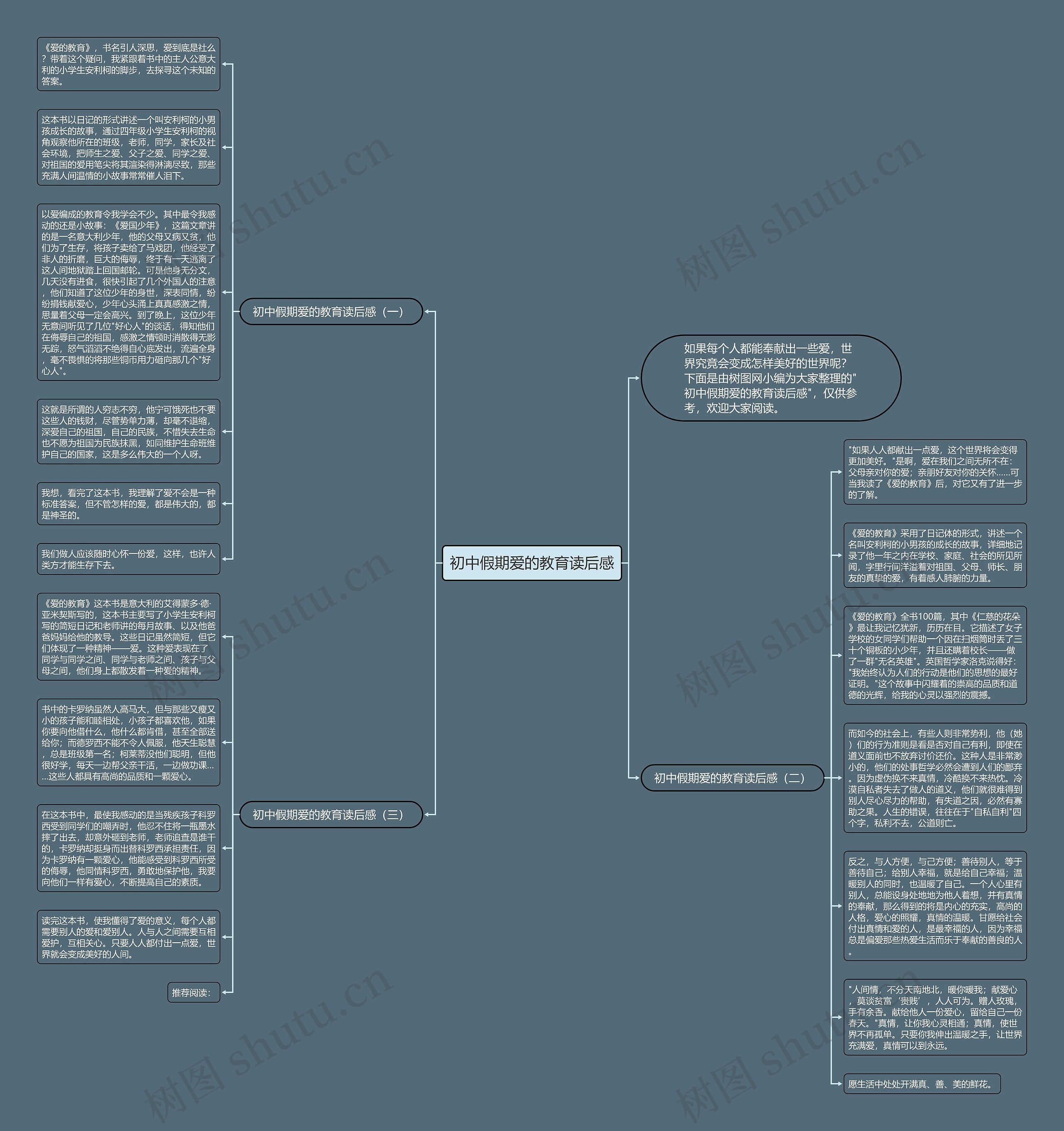 初中假期爱的教育读后感思维导图