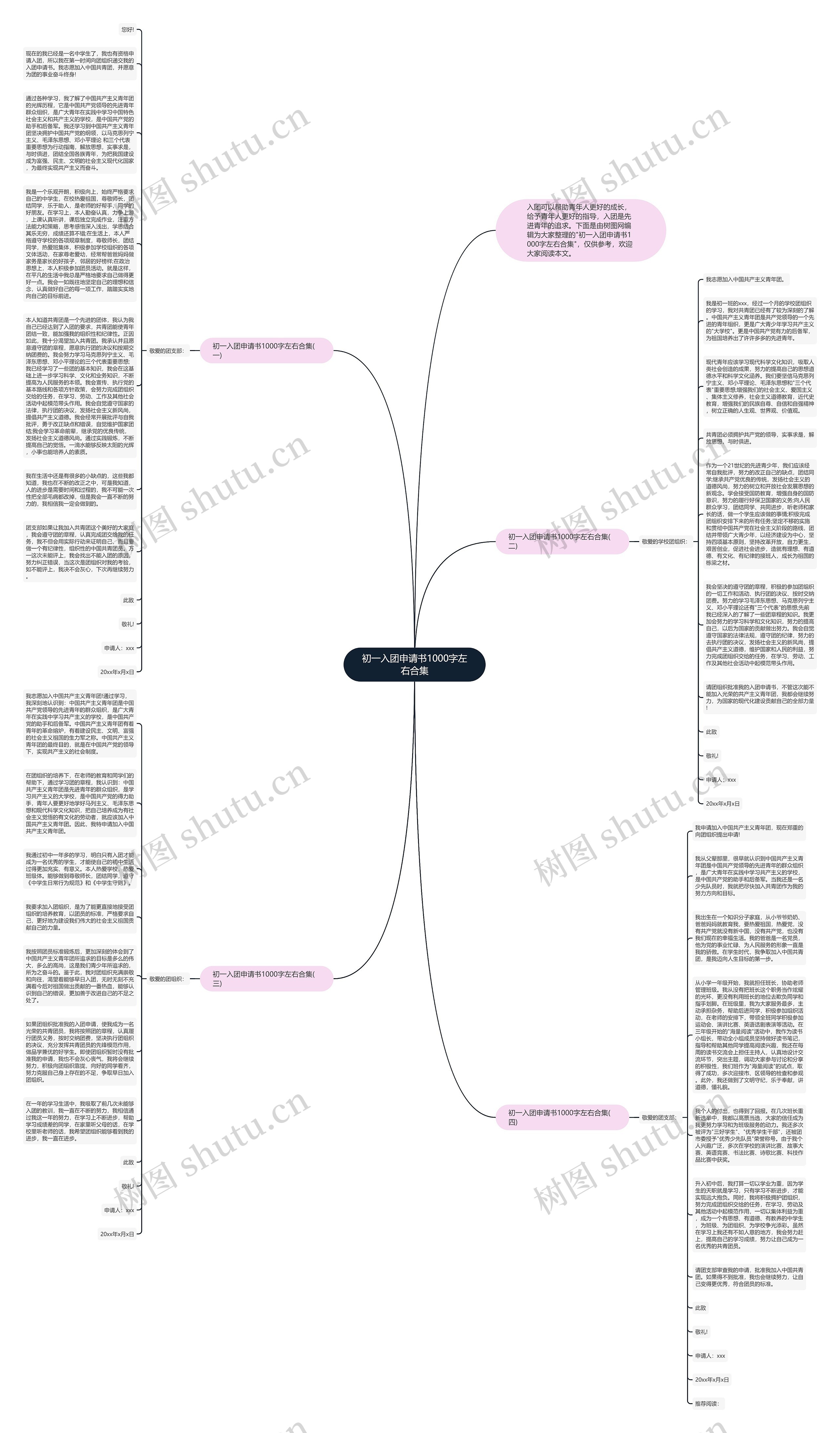 初一入团申请书1000字左右合集思维导图