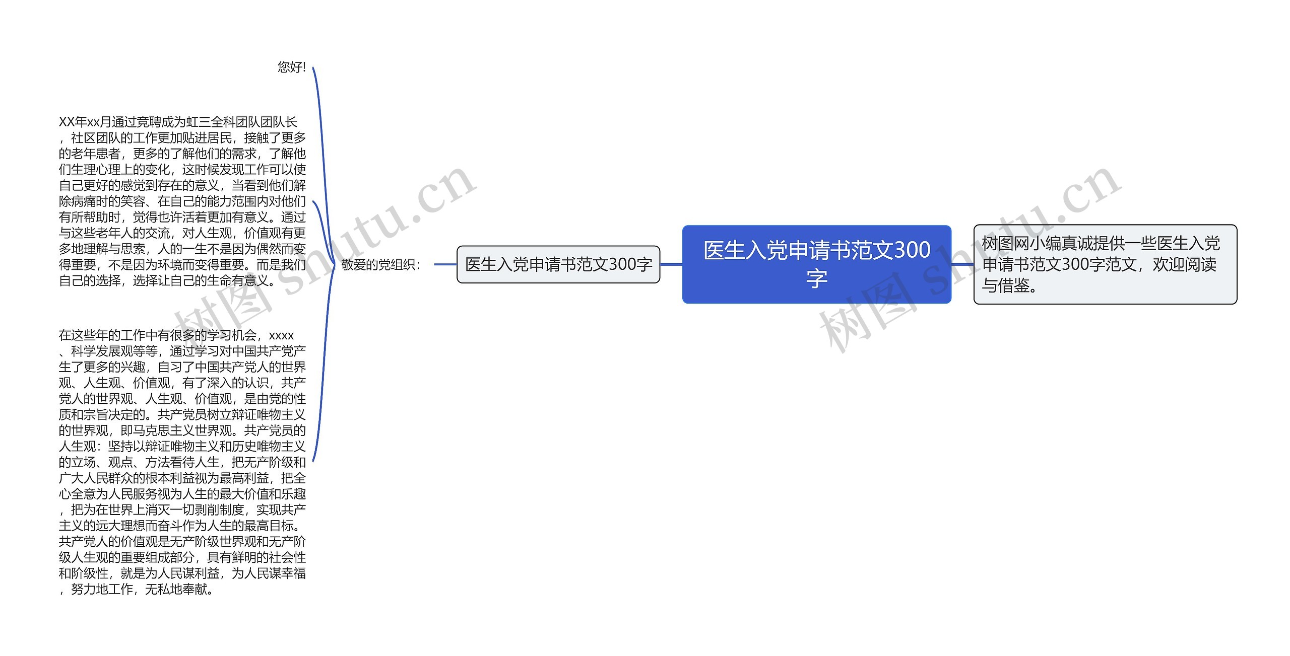 医生入党申请书范文300字思维导图