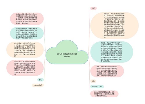 幼儿园老师因身体原因辞职报告