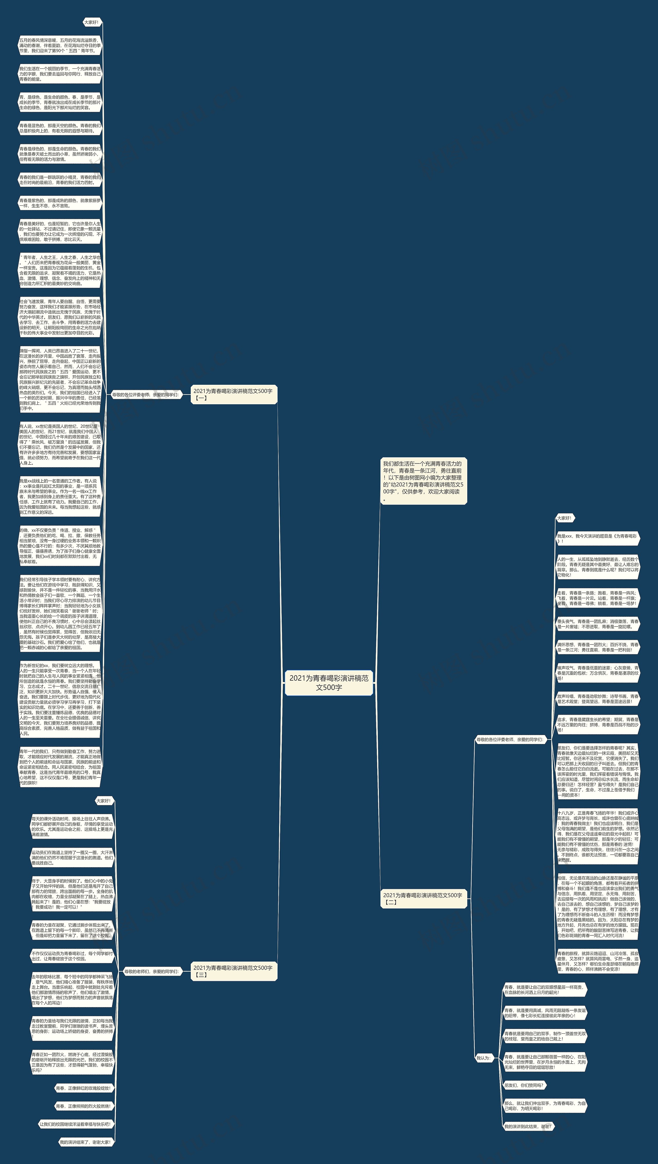 2021为青春喝彩演讲稿范文500字思维导图