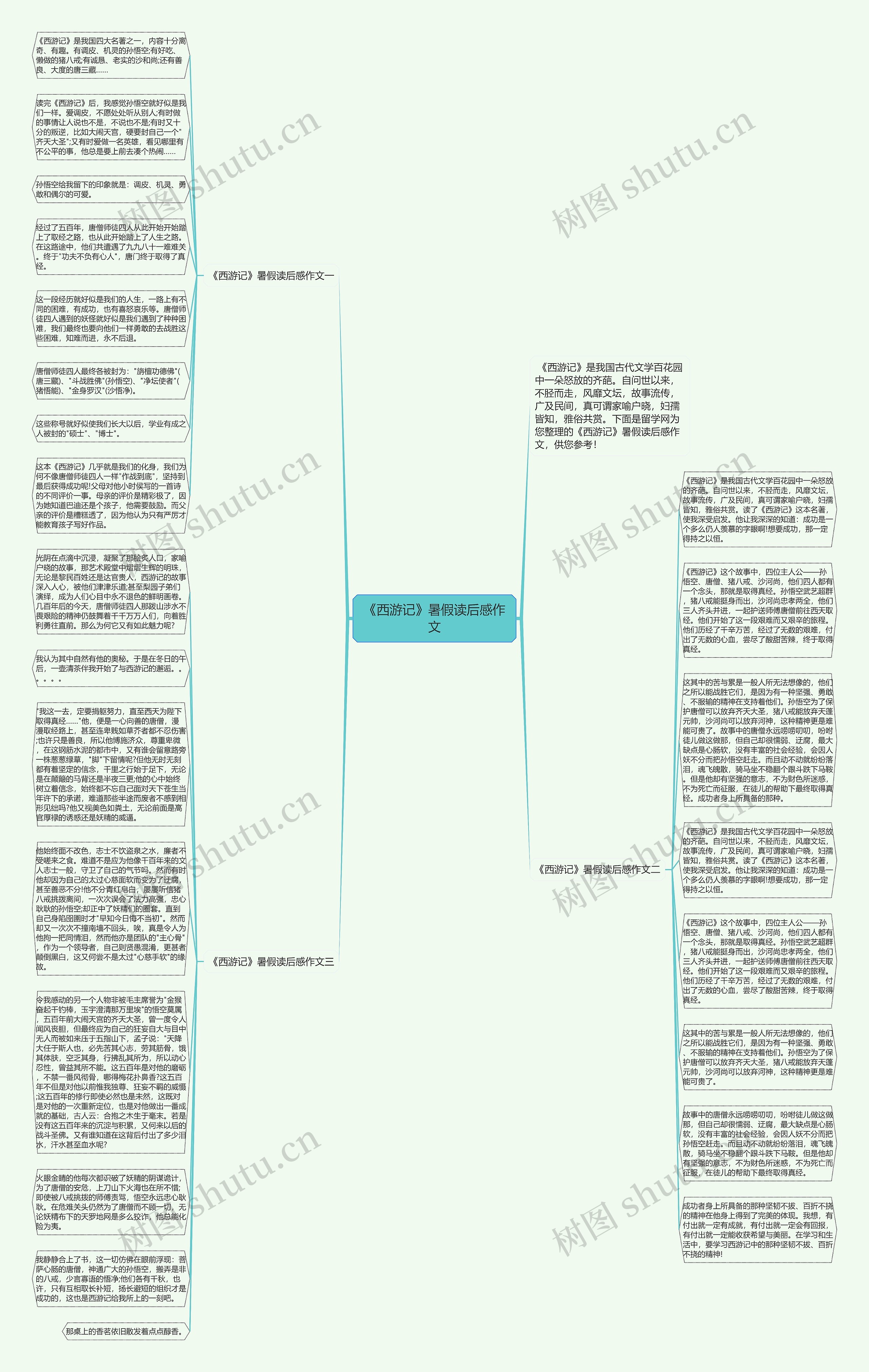 《西游记》暑假读后感作文思维导图