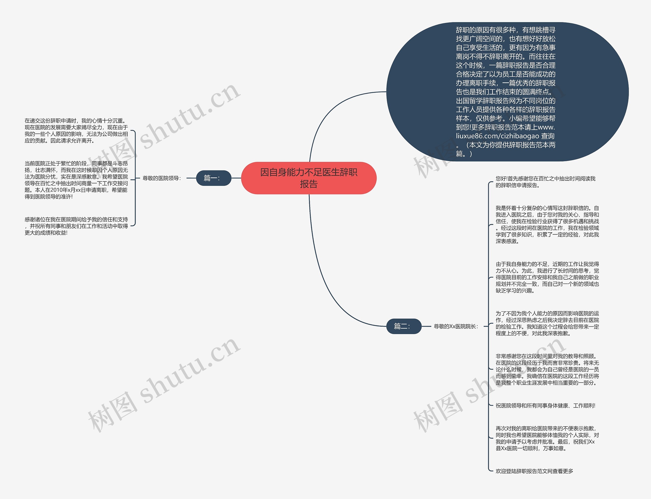 因自身能力不足医生辞职报告思维导图