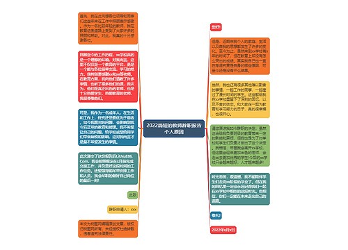 2022简短的教师辞职报告个人原因