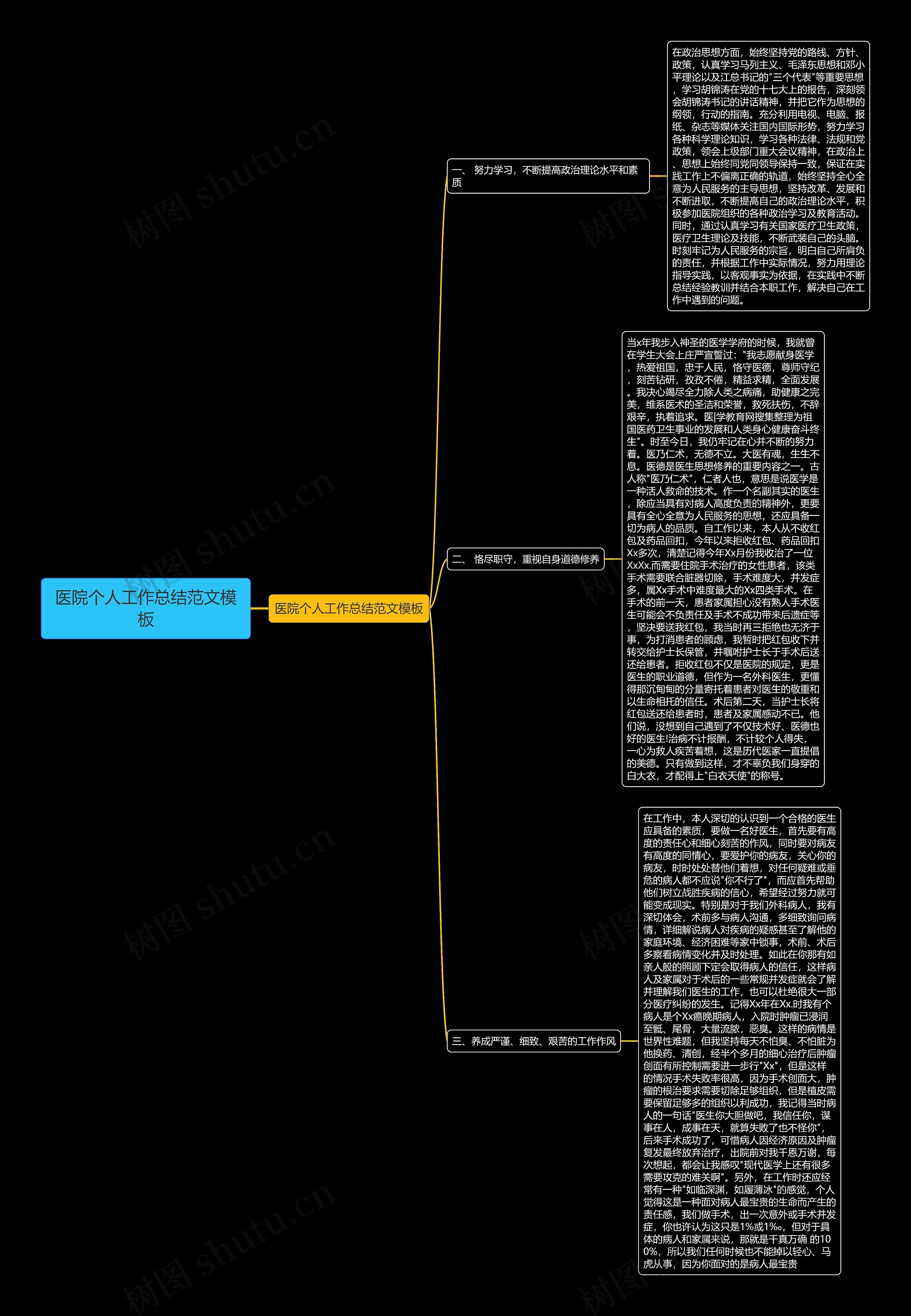 医院个人工作总结范文思维导图
