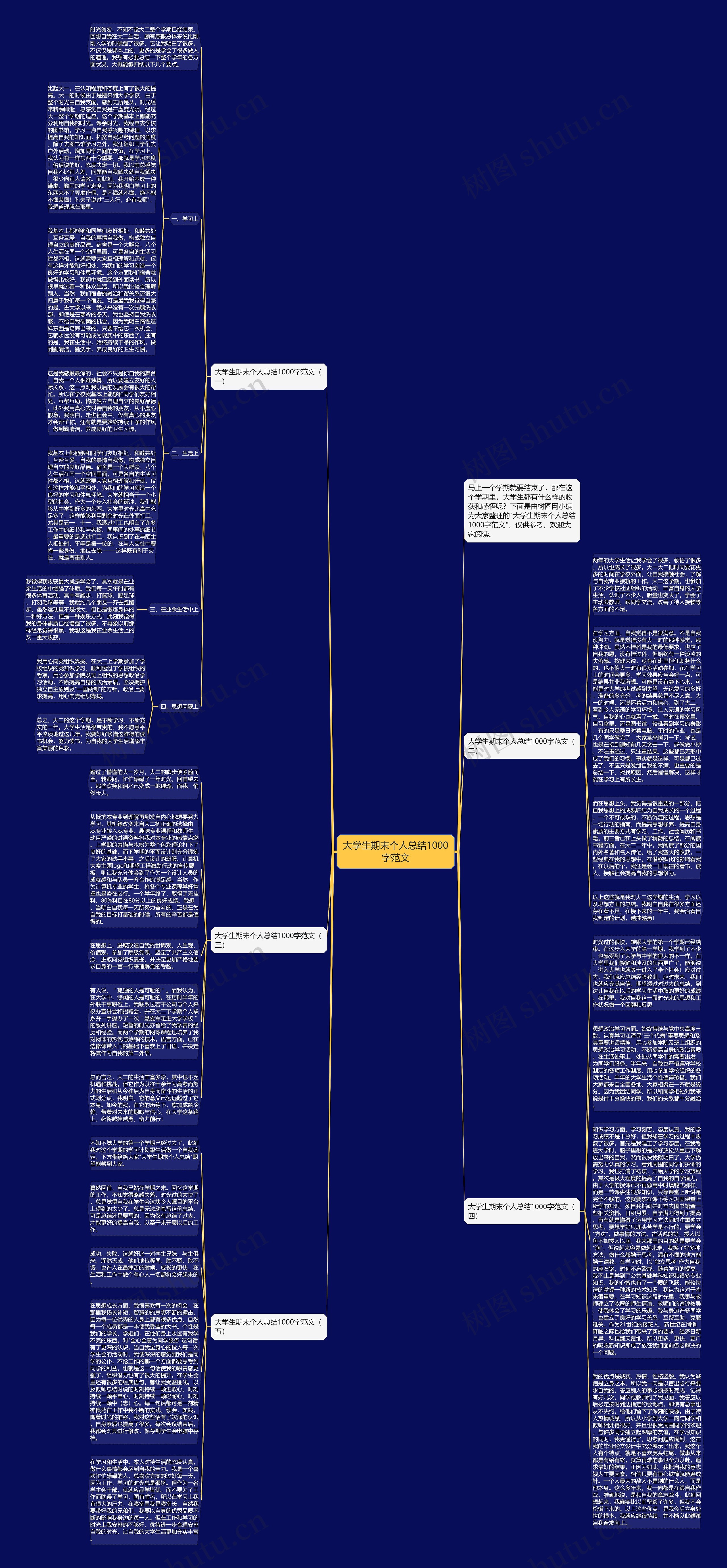 大学生期末个人总结1000字范文思维导图