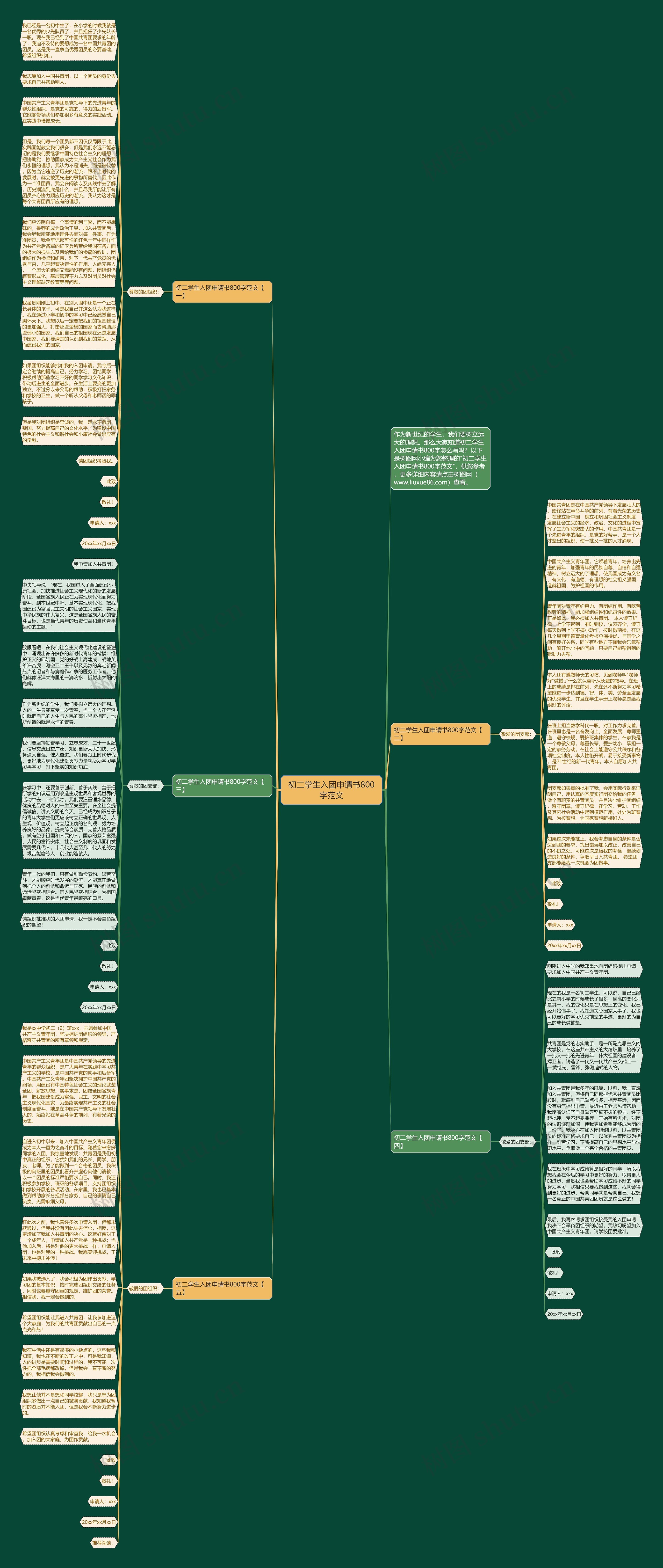 初二学生入团申请书800字范文思维导图