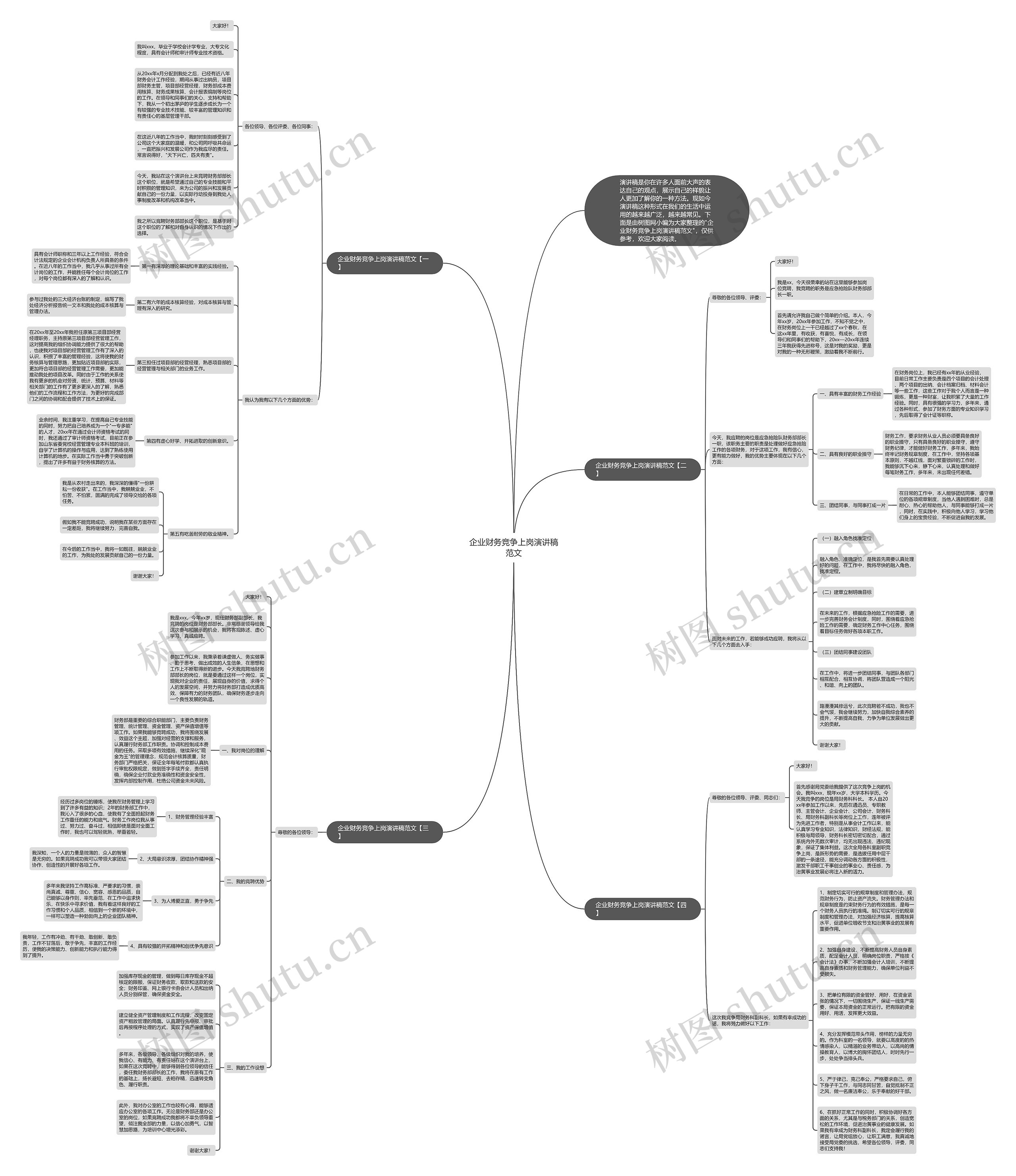 企业财务竞争上岗演讲稿范文思维导图