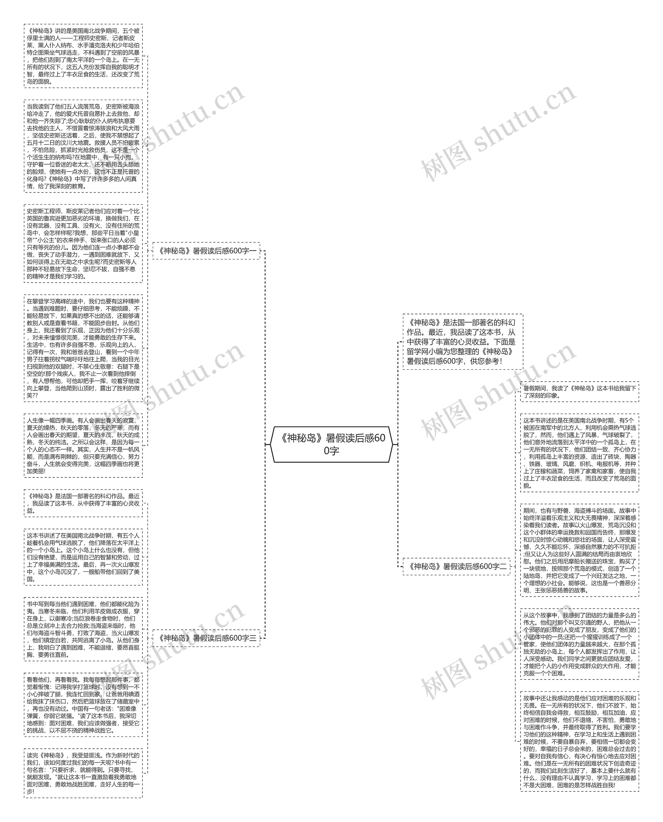 《神秘岛》暑假读后感600字思维导图