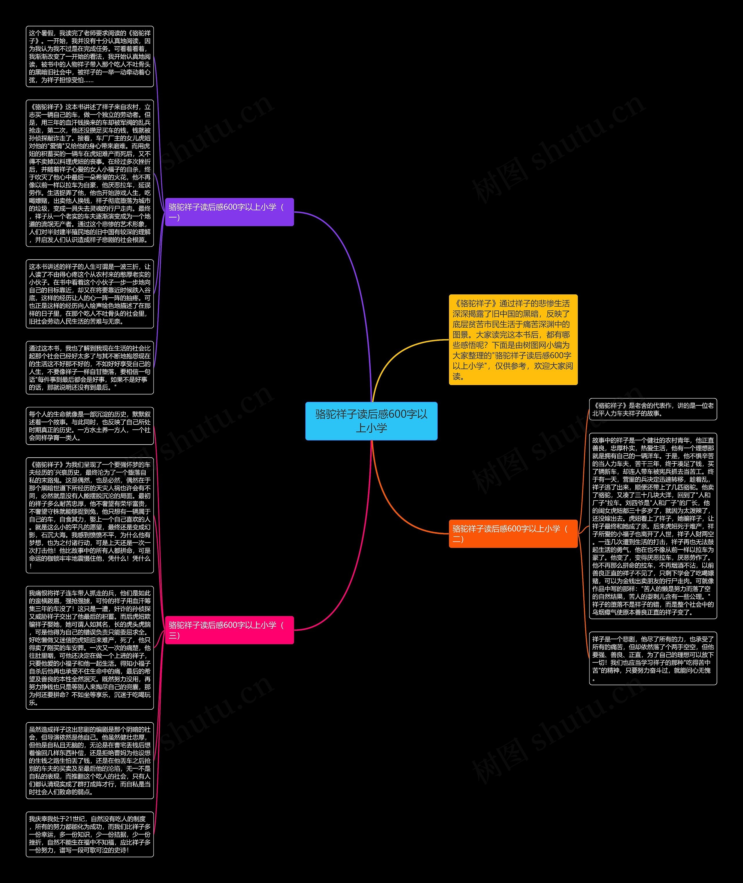 骆驼祥子读后感600字以上小学思维导图