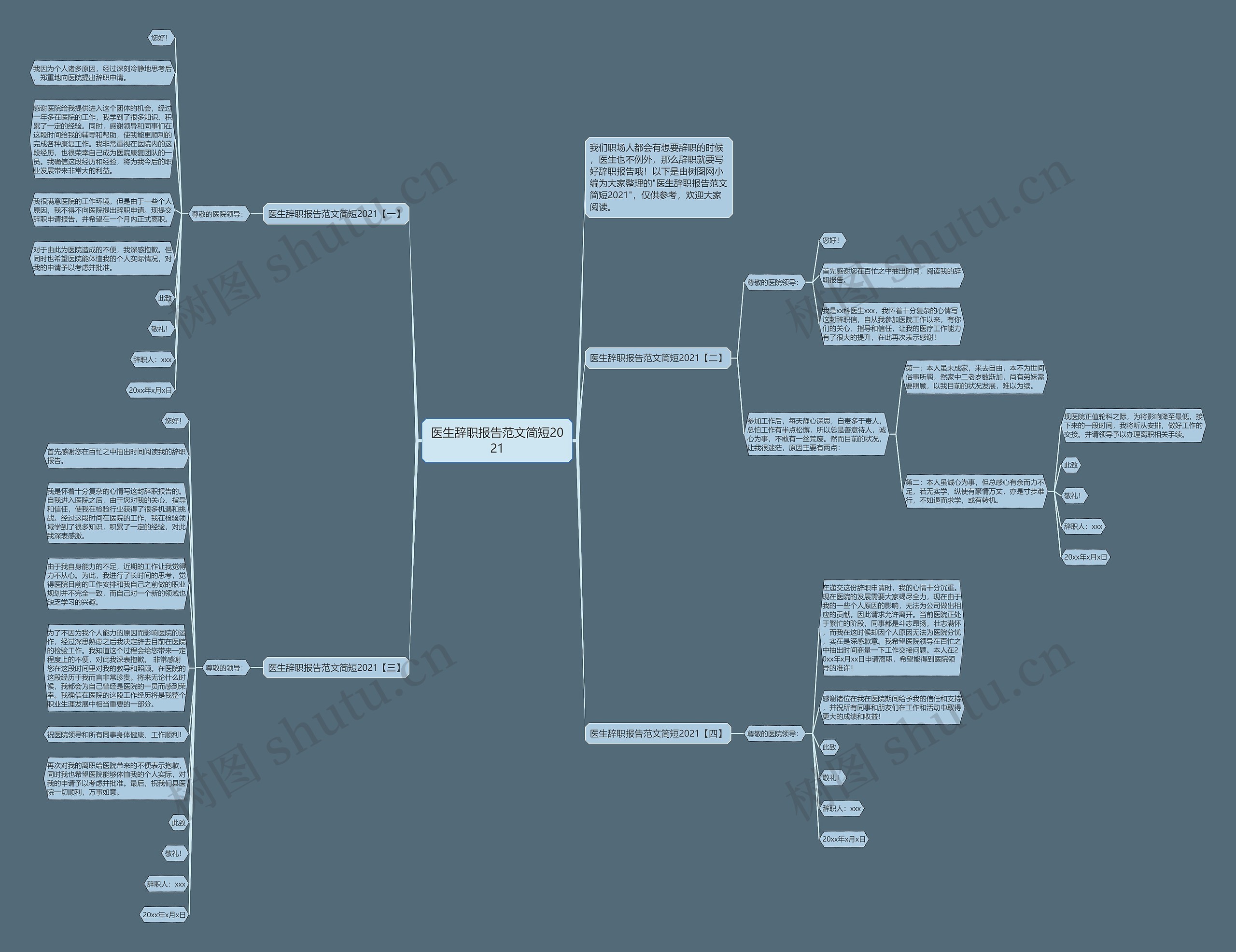 医生辞职报告范文简短2021思维导图