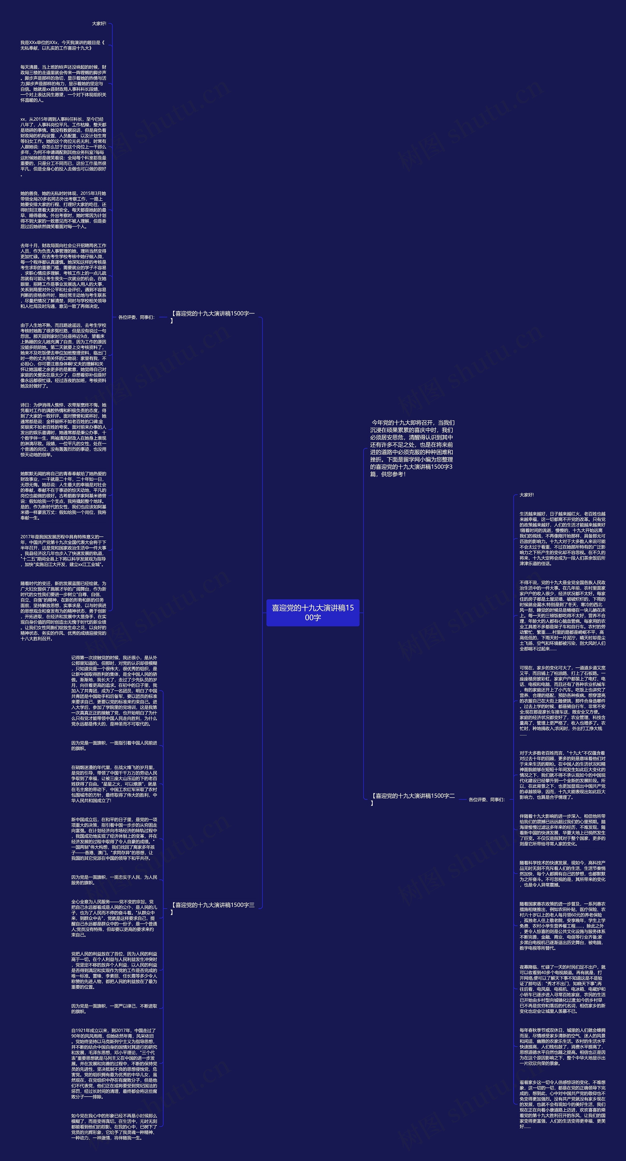 喜迎党的十九大演讲稿1500字思维导图