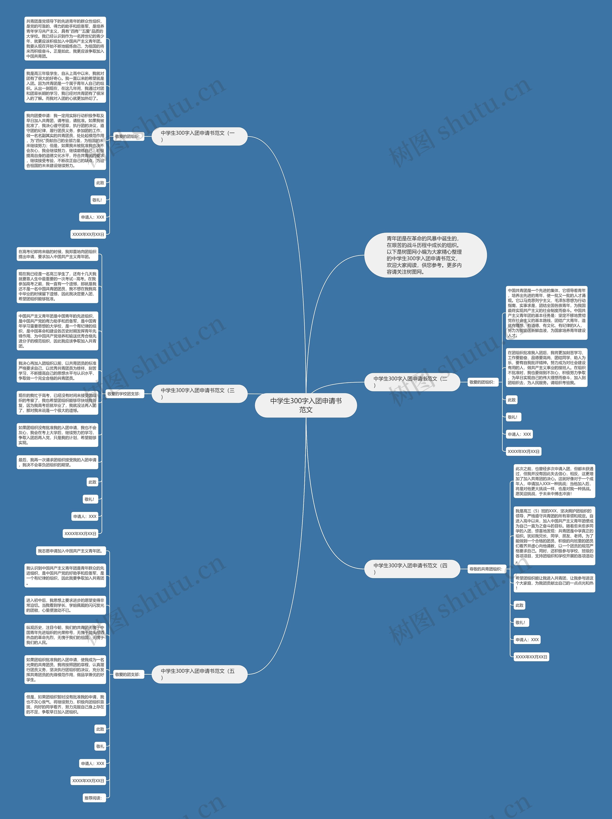 中学生300字入团申请书范文思维导图
