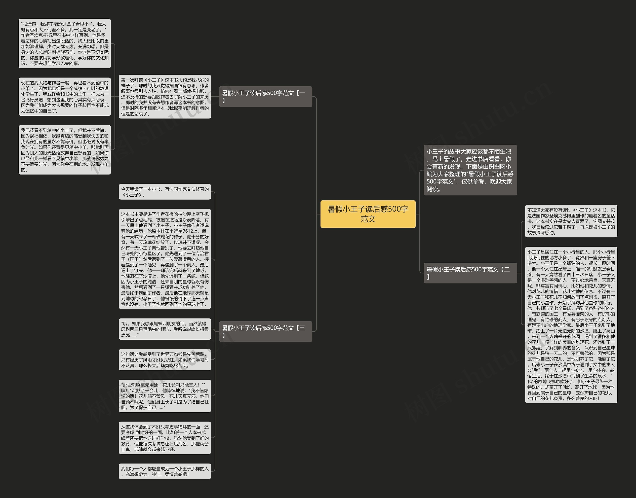 暑假小王子读后感500字范文思维导图