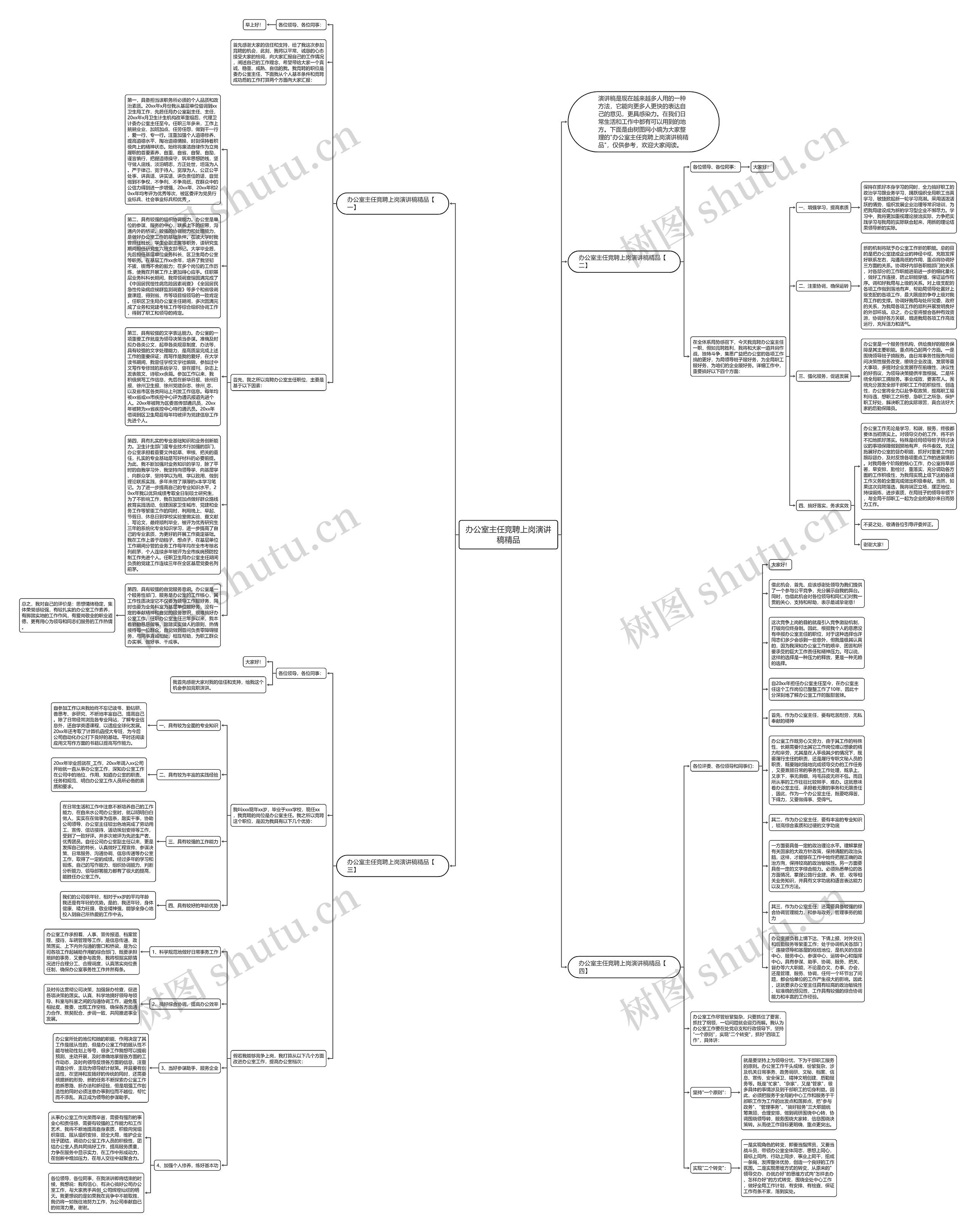 办公室主任竞聘上岗演讲稿精品思维导图