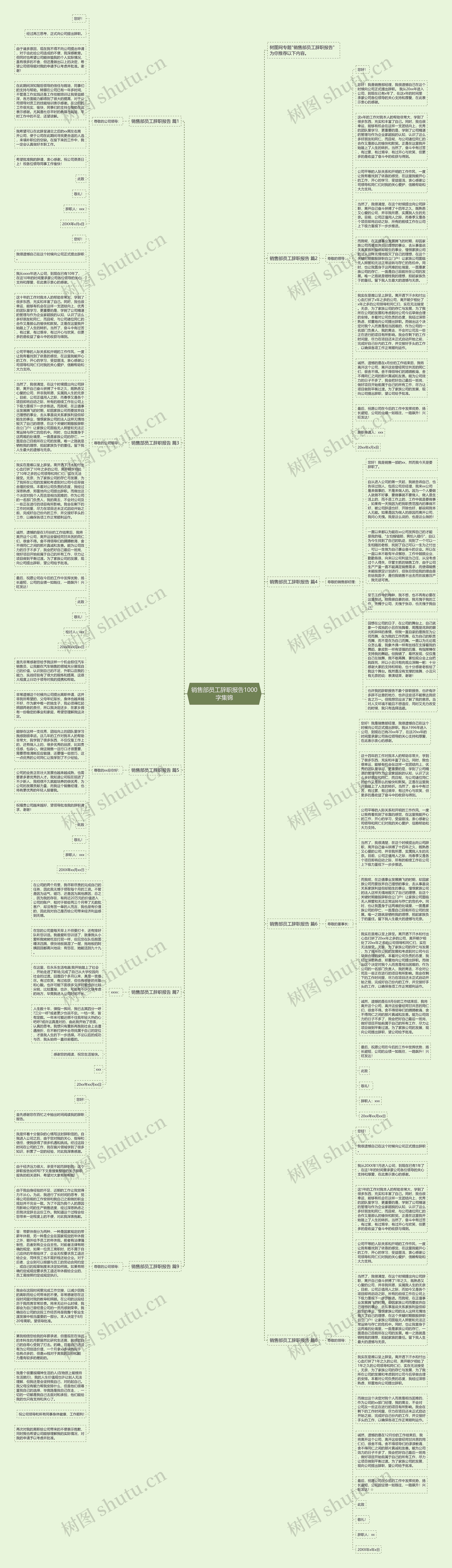 销售部员工辞职报告1000字集锦思维导图