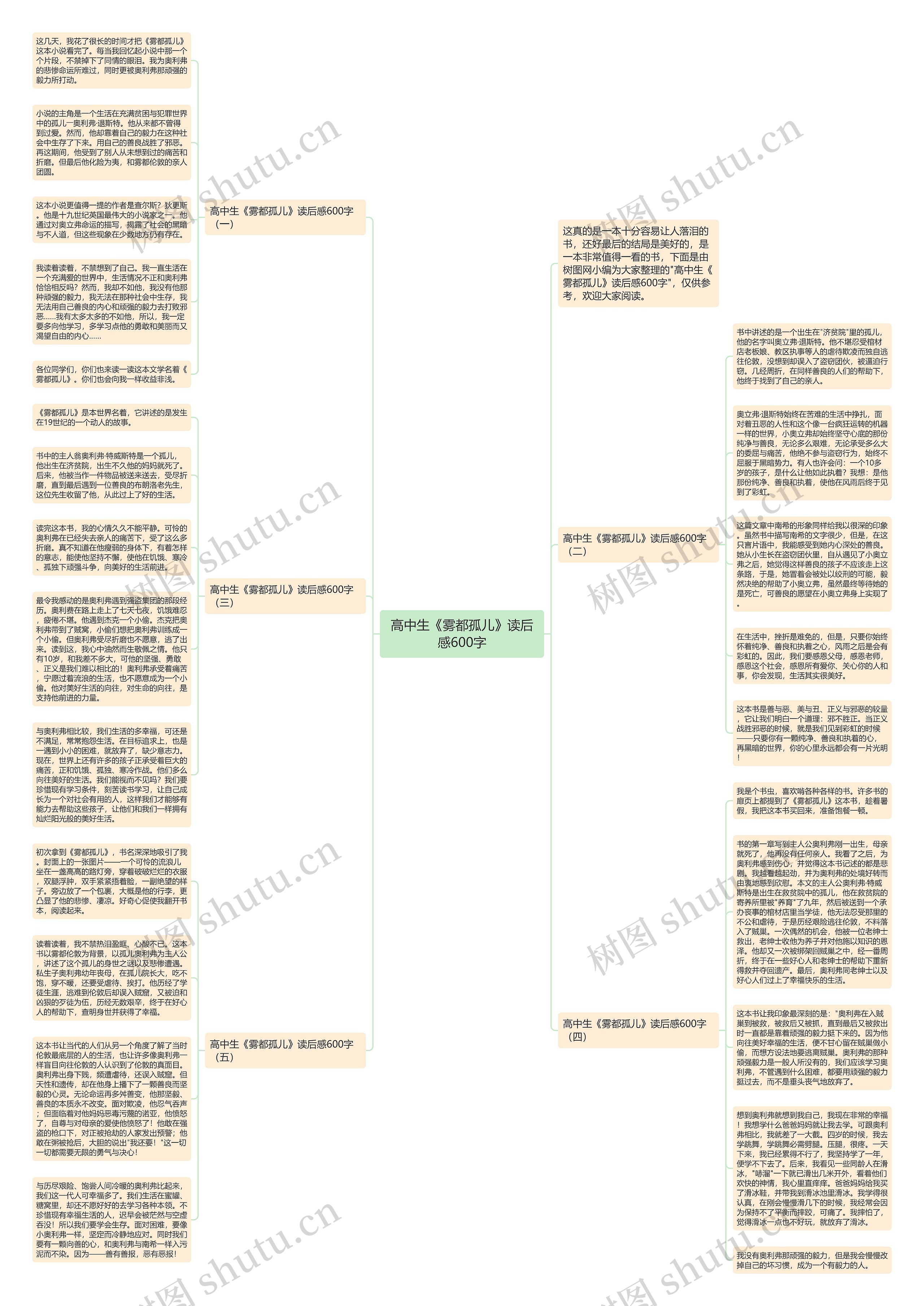 高中生《雾都孤儿》读后感600字思维导图