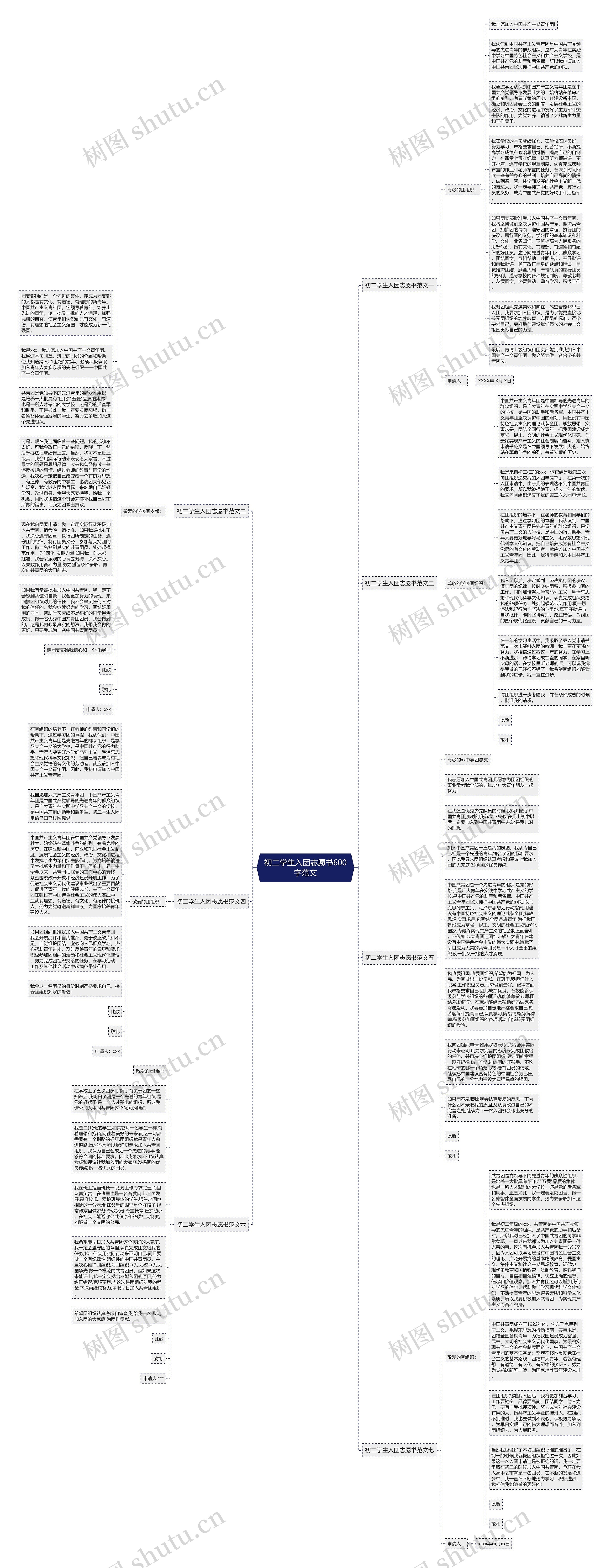 初二学生入团志愿书600字范文思维导图