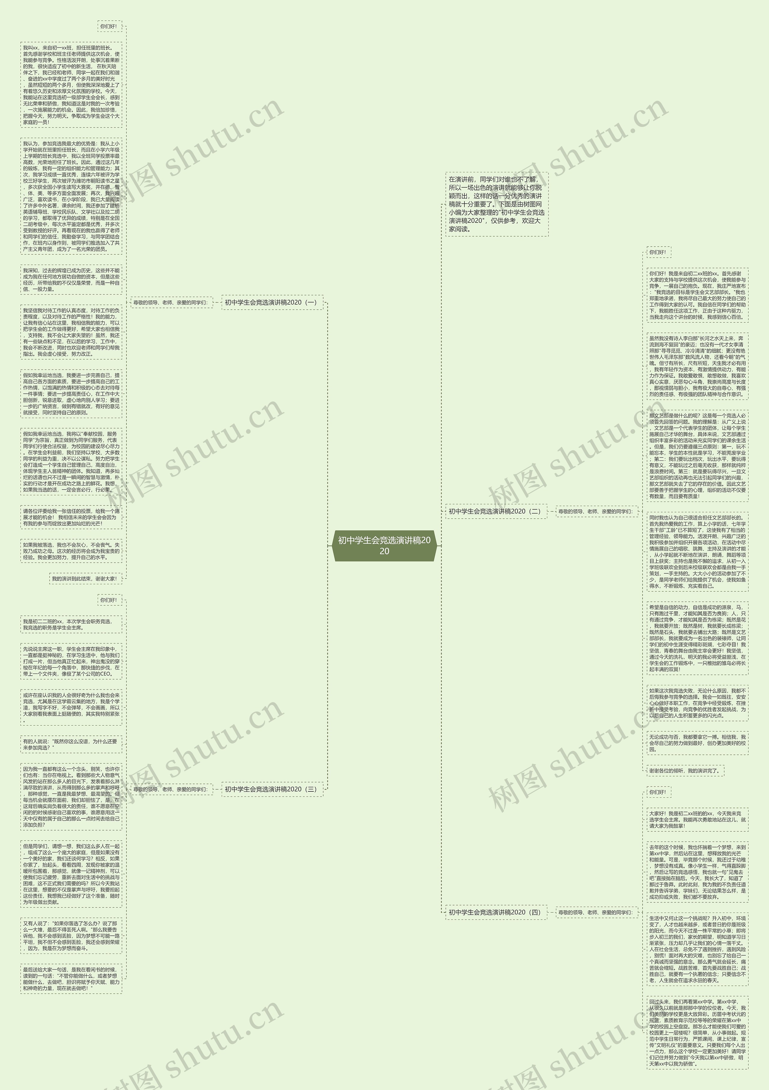 初中学生会竞选演讲稿2020思维导图