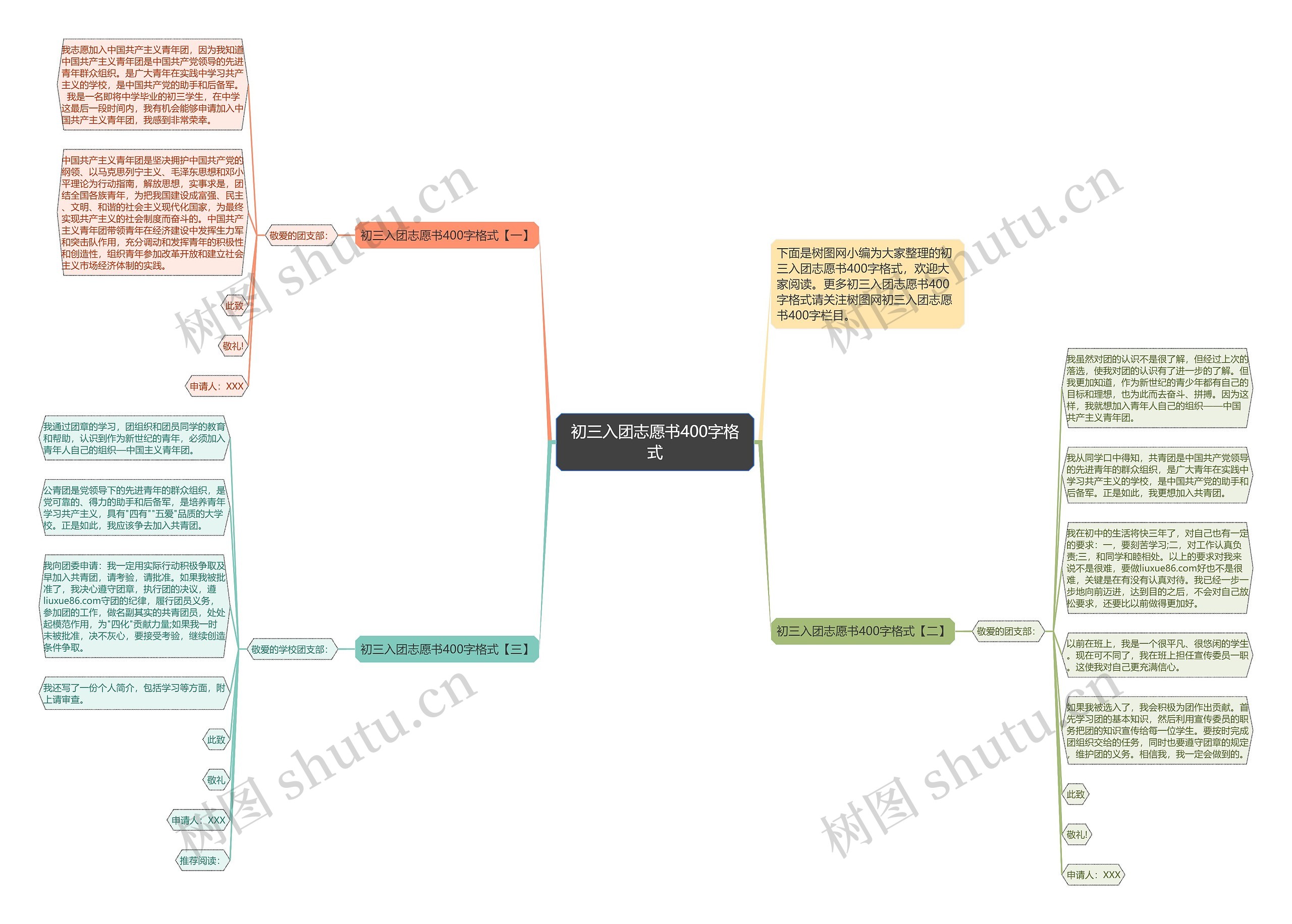 初三入团志愿书400字格式思维导图