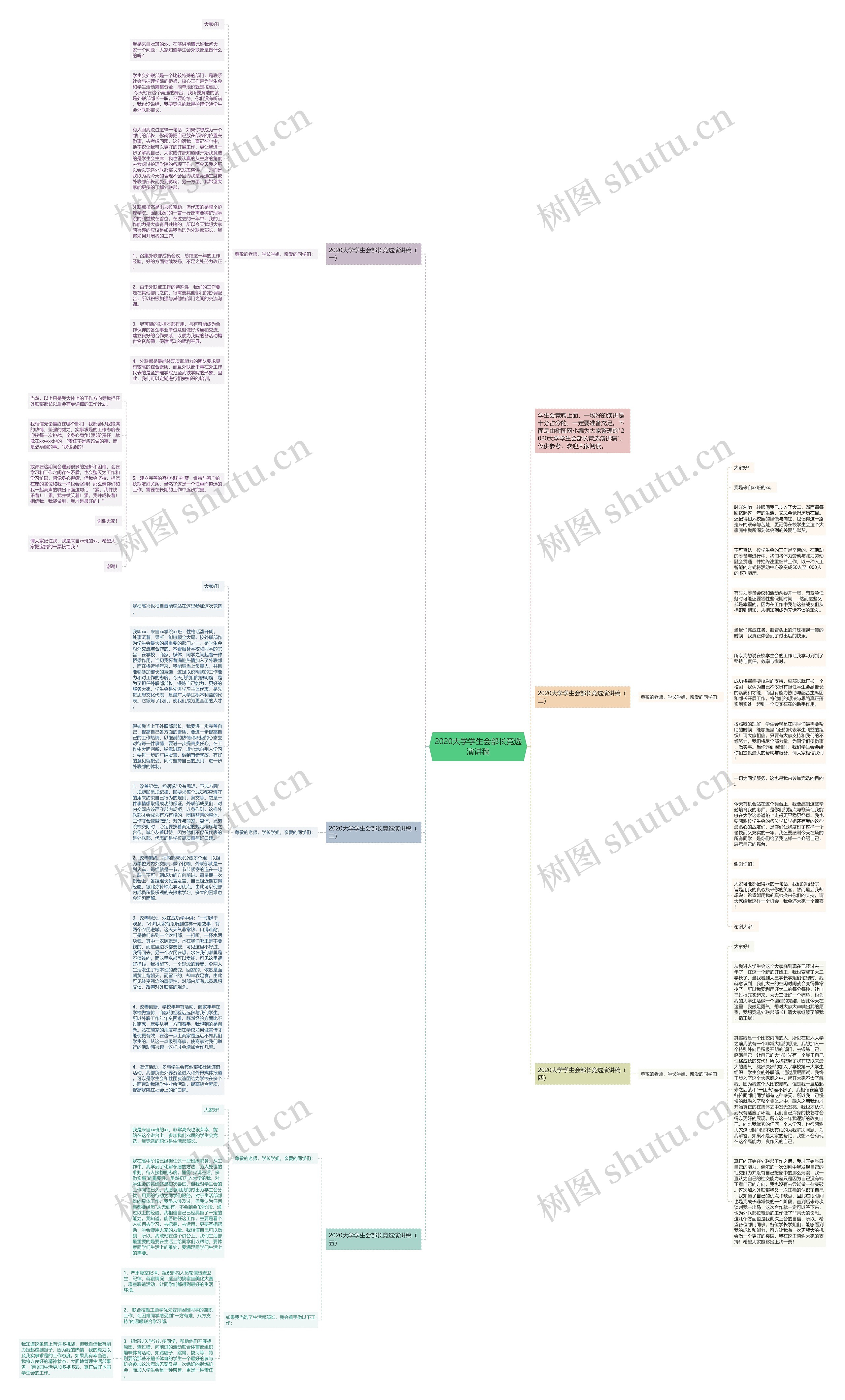 2020大学学生会部长竞选演讲稿思维导图