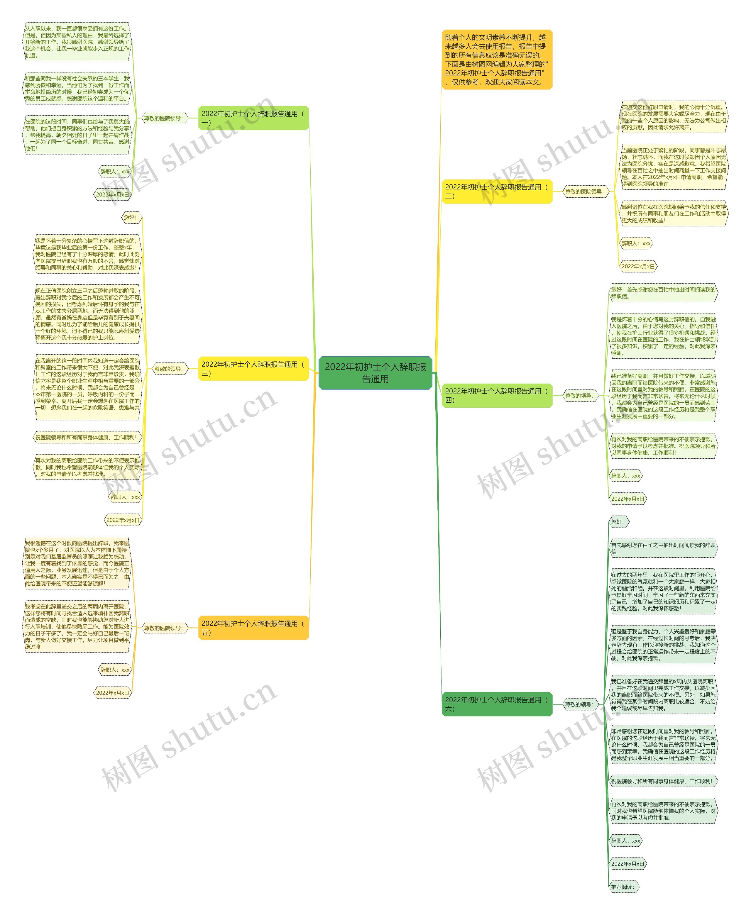 2022年初护士个人辞职报告通用思维导图