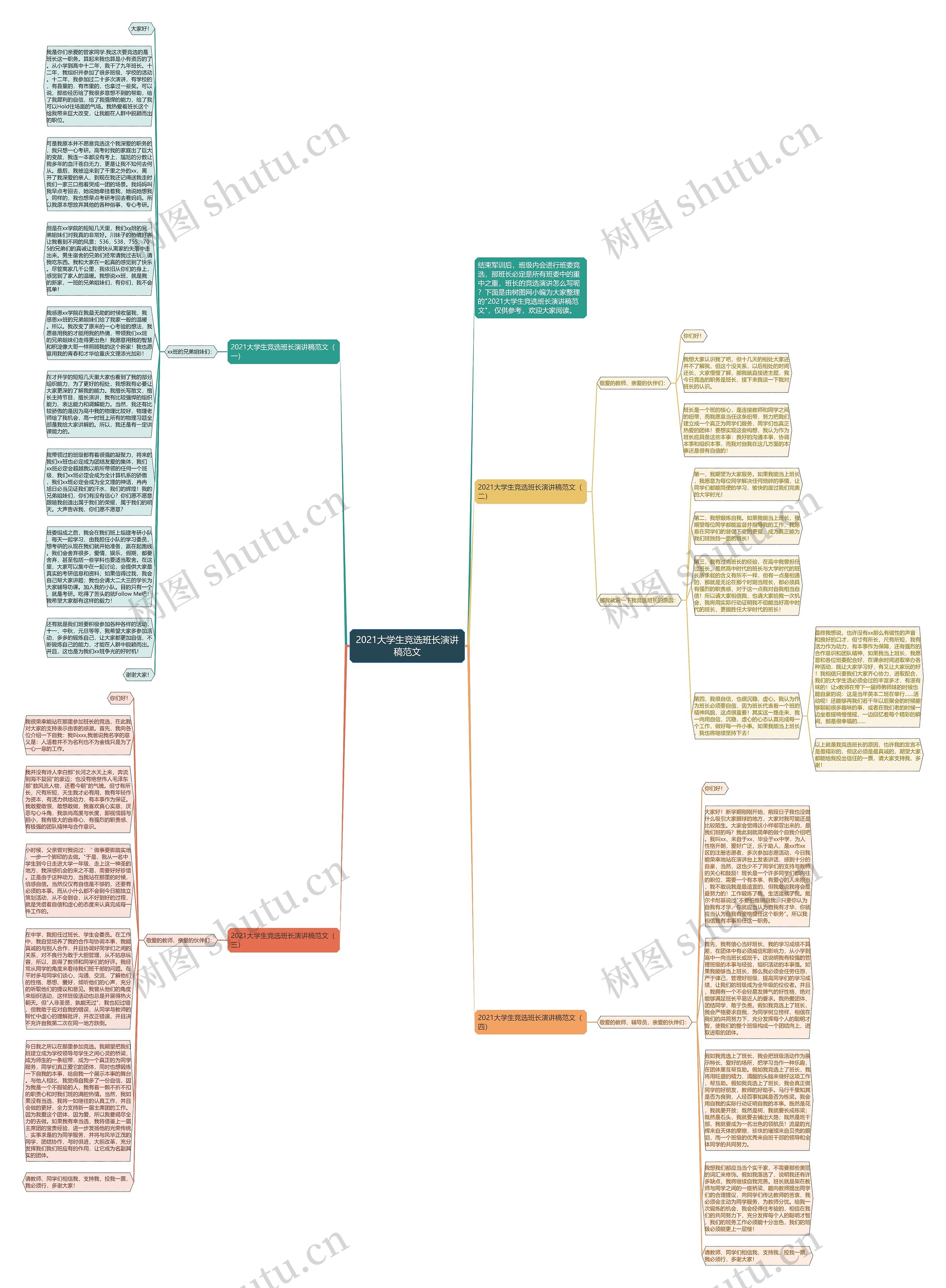 2021大学生竞选班长演讲稿范文思维导图