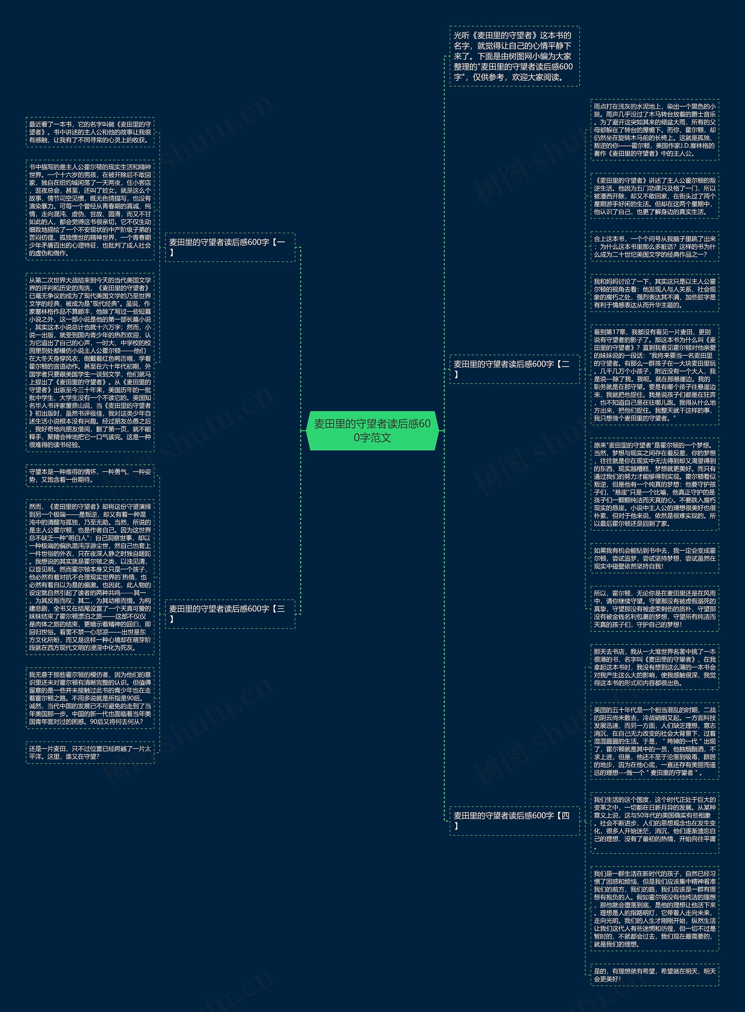 麦田里的守望者读后感600字范文思维导图