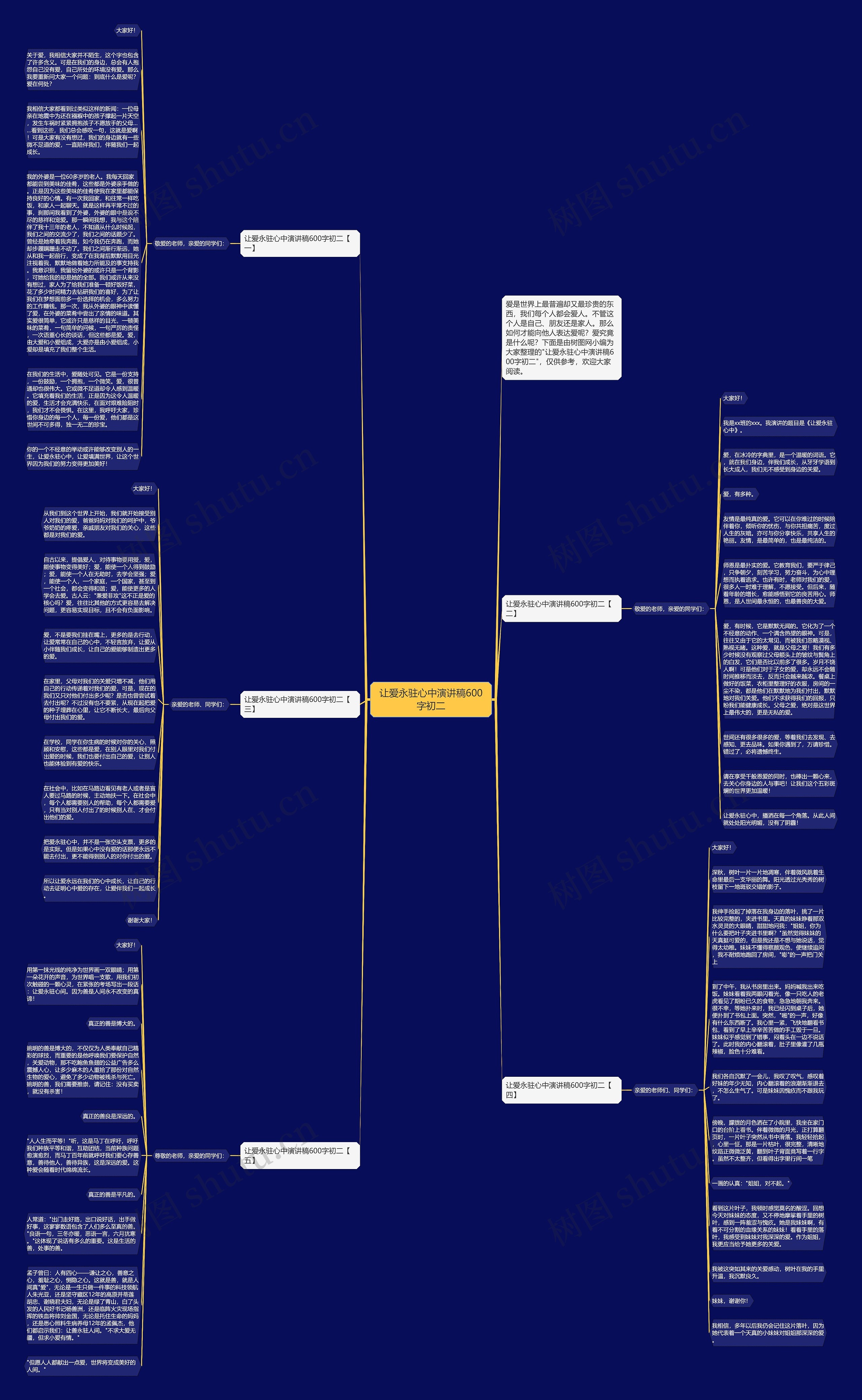 让爱永驻心中演讲稿600字初二思维导图