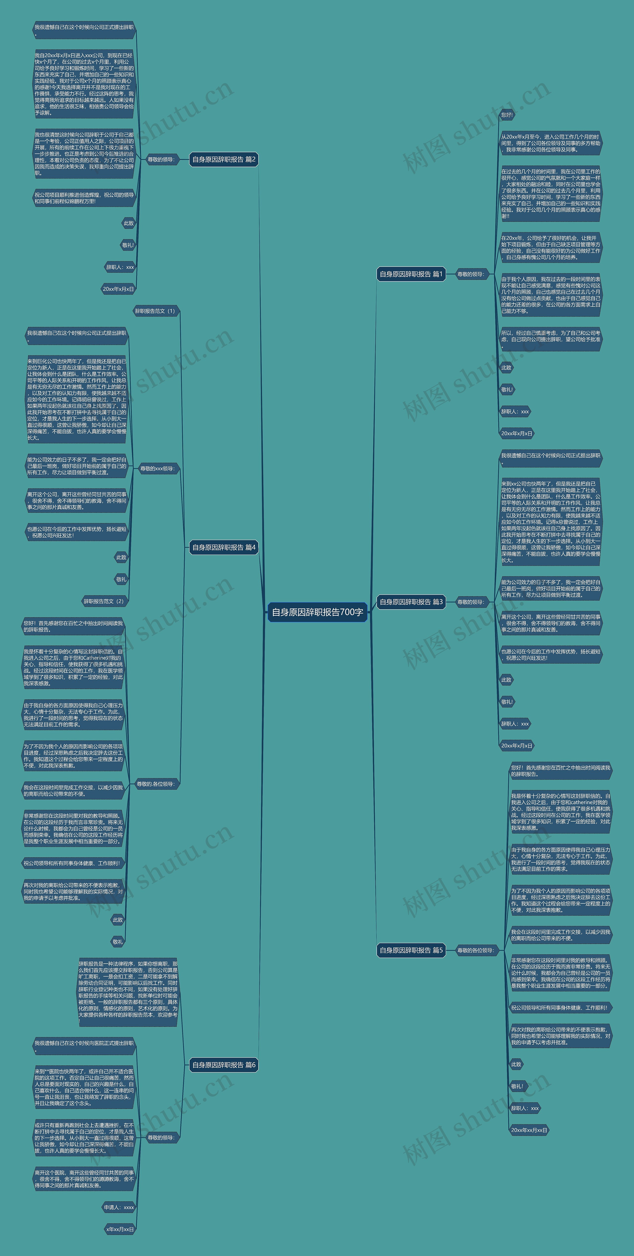 自身原因辞职报告700字思维导图