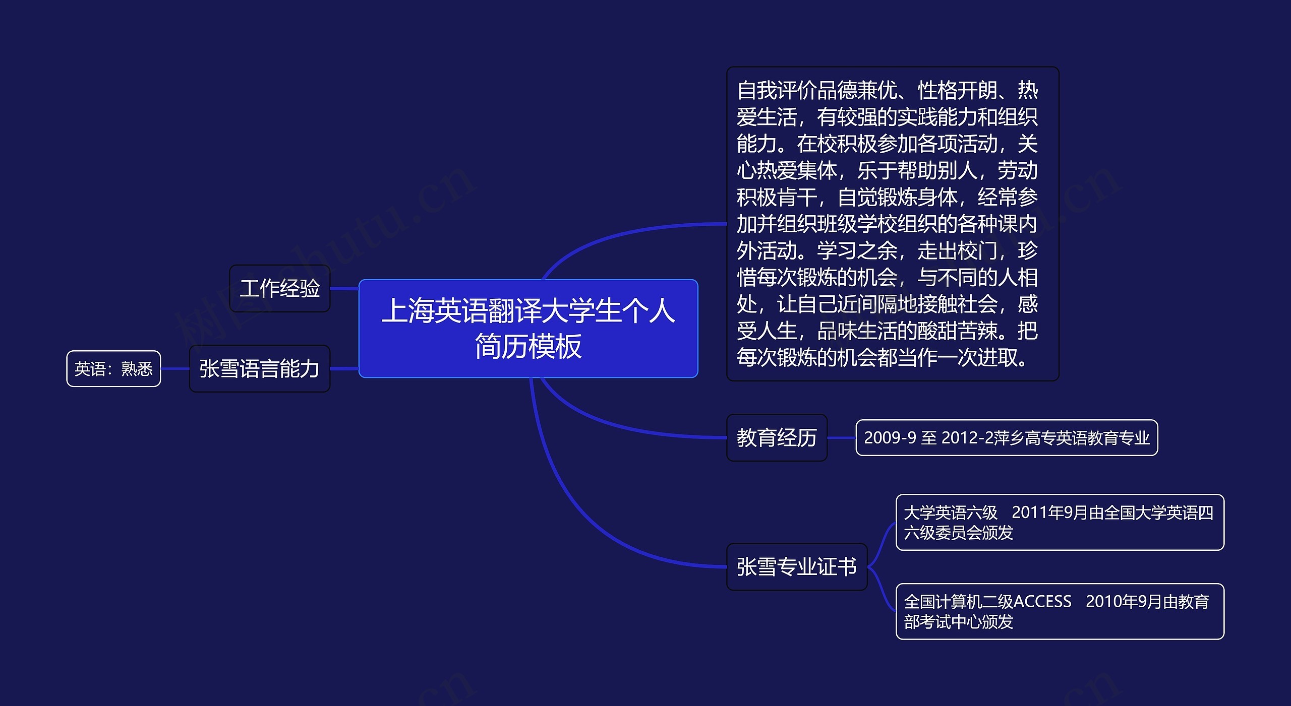 上海英语翻译大学生个人简历模板