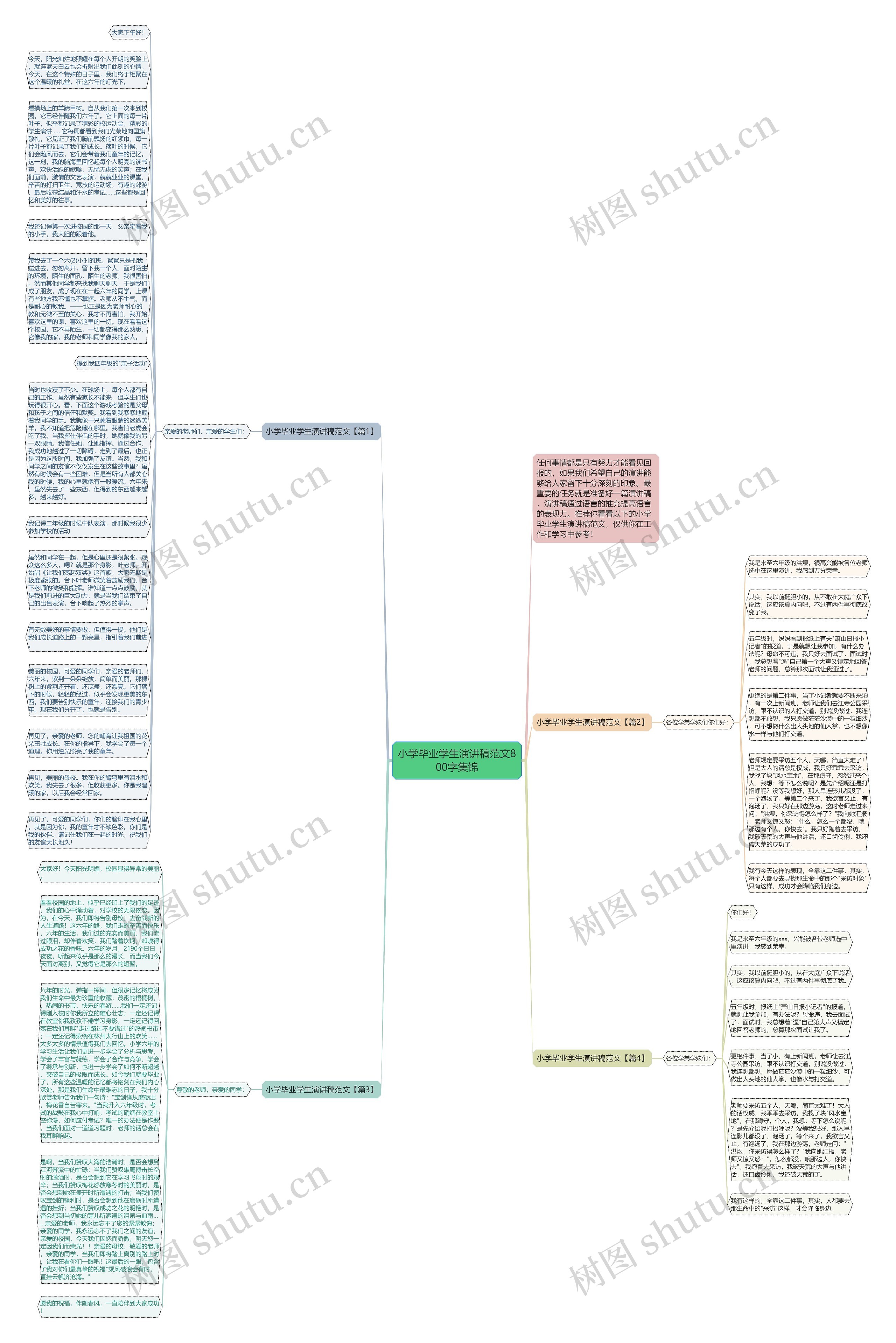 小学毕业学生演讲稿范文800字集锦思维导图
