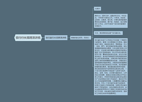 银行行长竞聘演讲稿